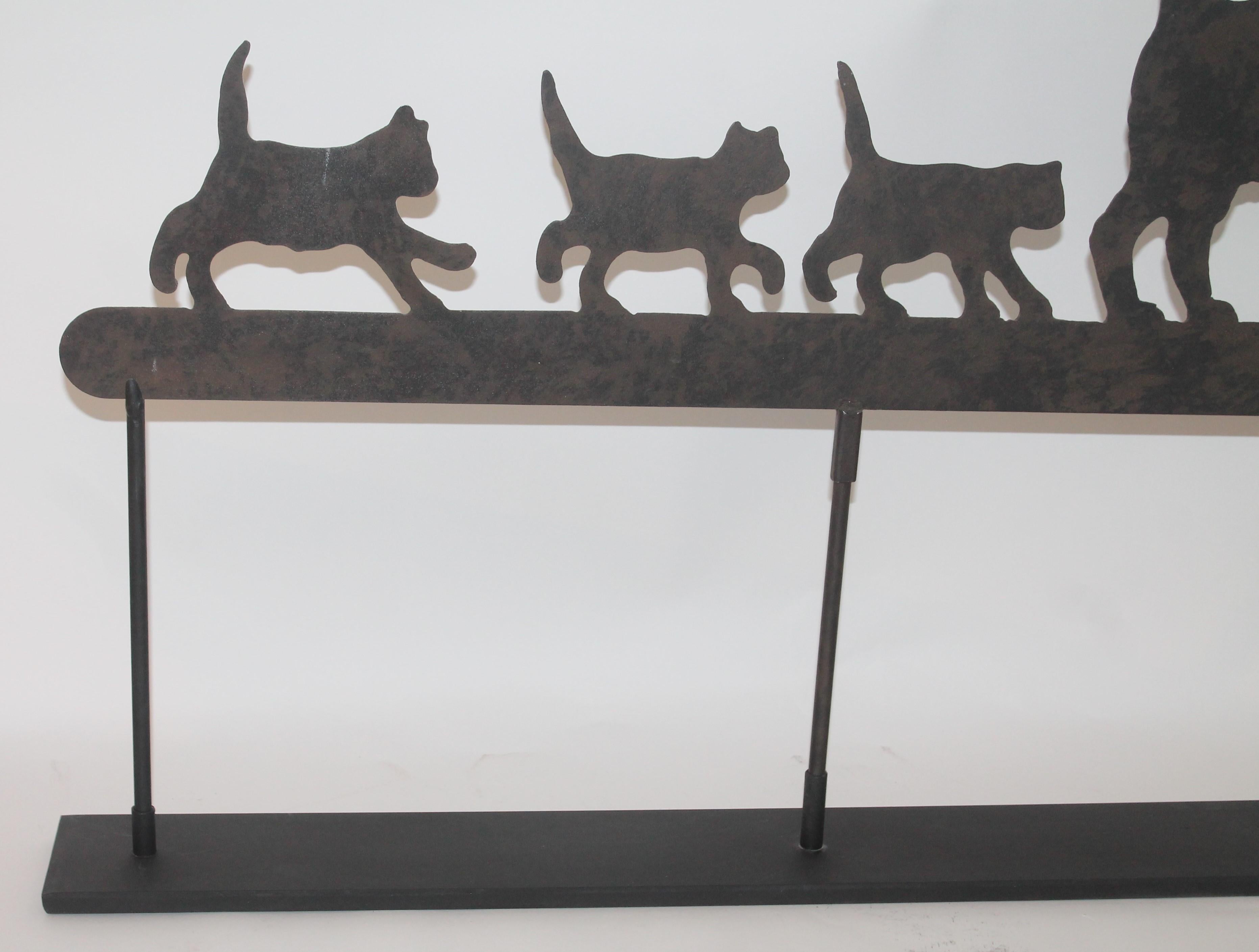 American Early 20th Century Original Painted Folky Cats Weather Vane