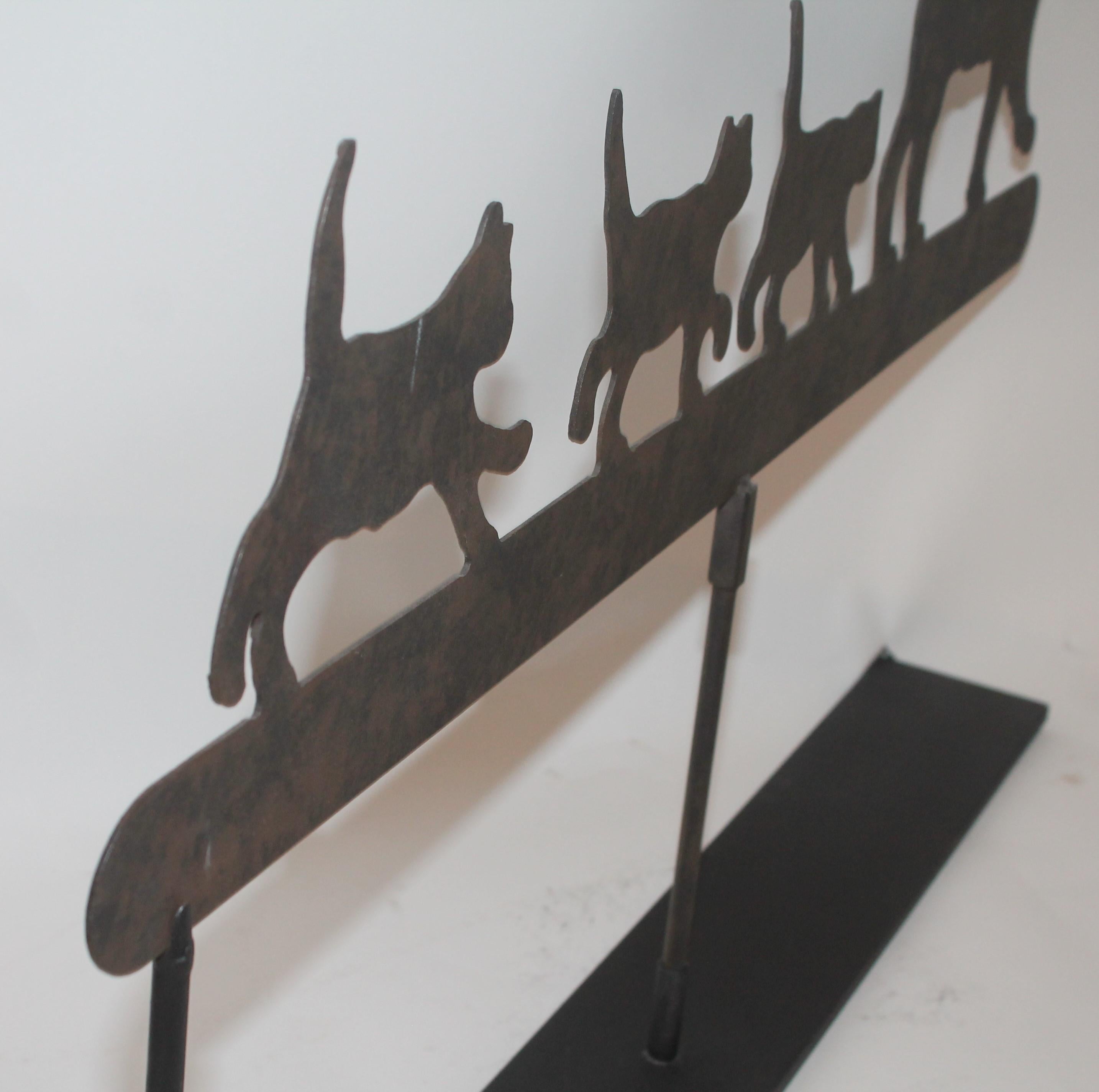 19th Century Early 20th Century Original Painted Folky Cats Weather Vane