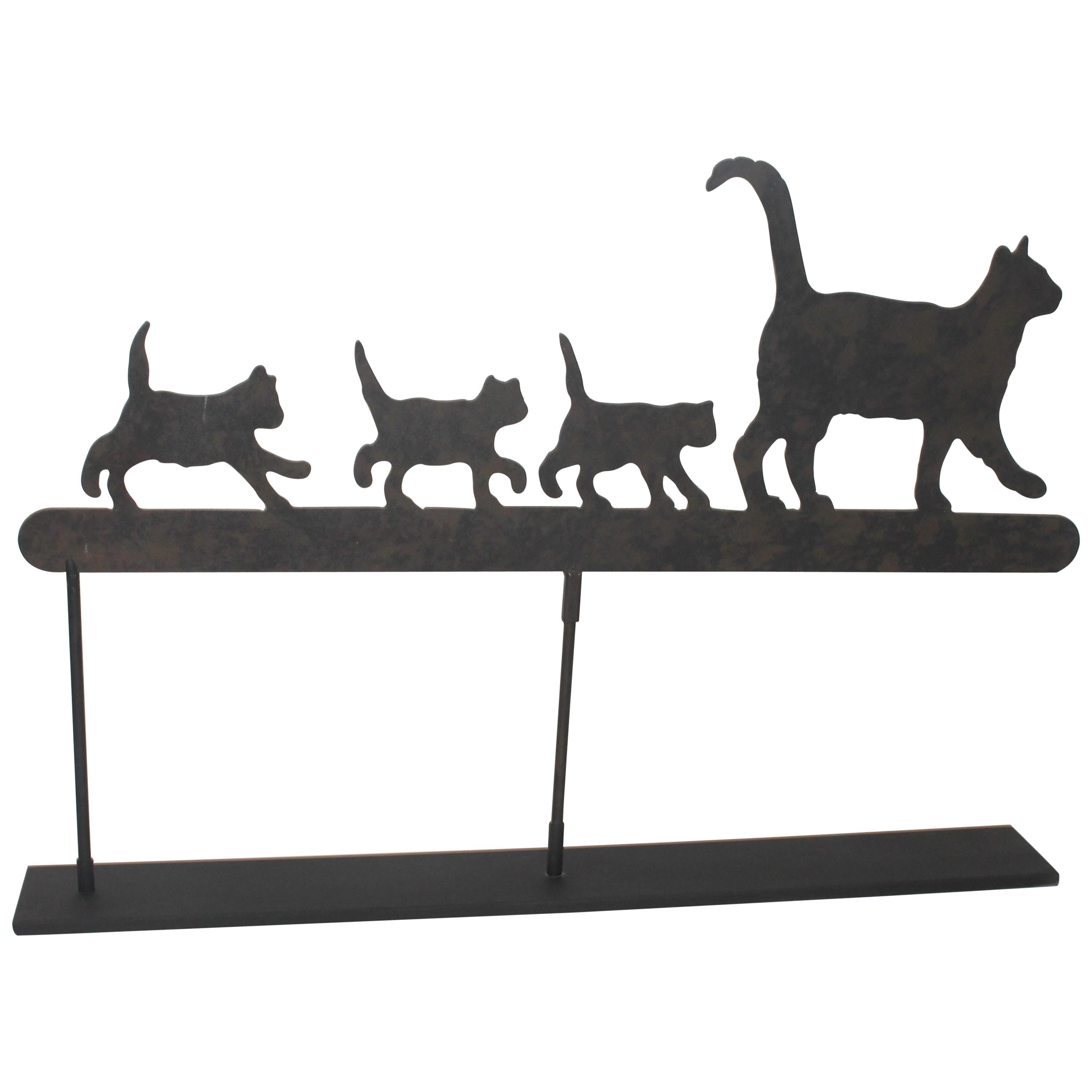 Early 20th Century Original Painted Folky Cats Weather Vane