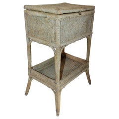 Used Early 20th Century Original Painted Sea Grass Side Table