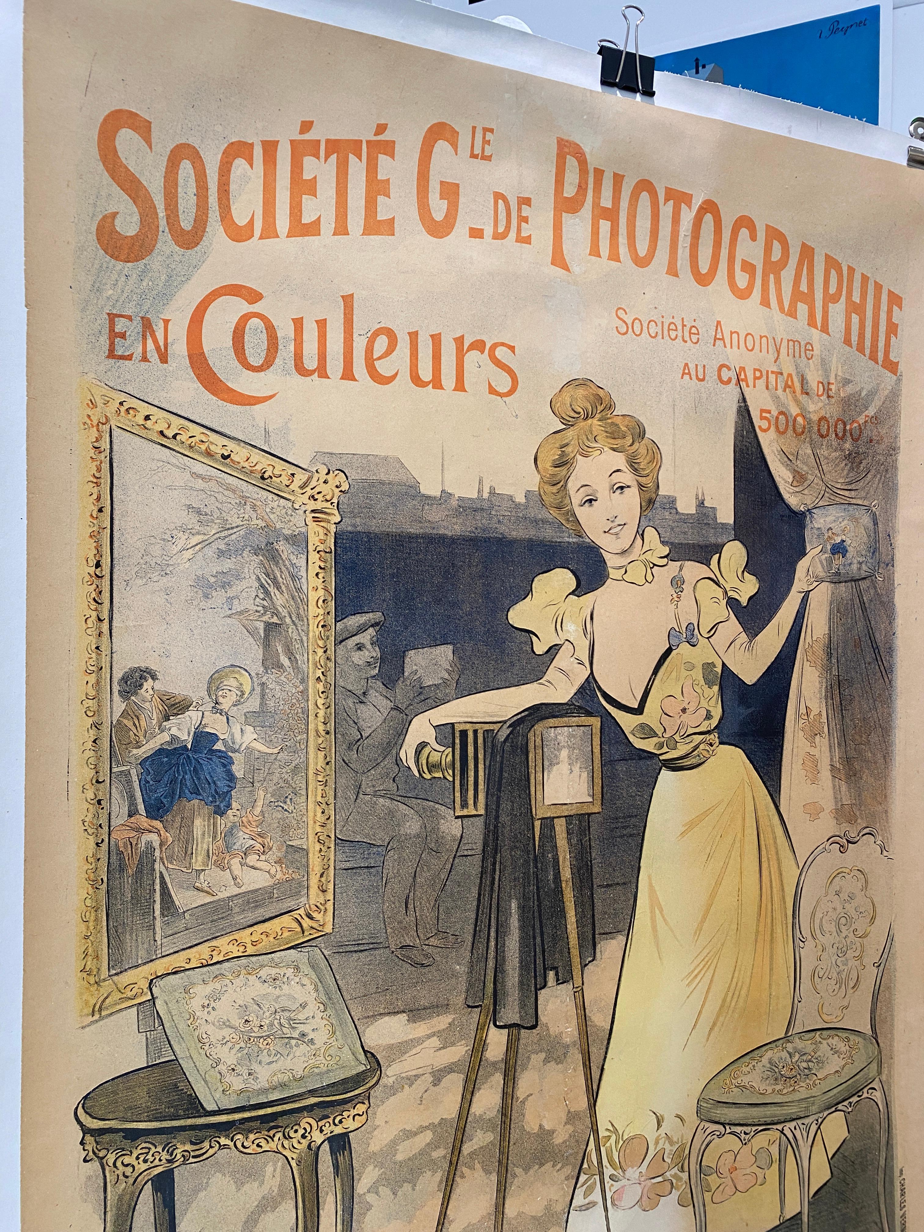 Originalplakat, „Societe Photographie“, Farbfotografie, frühes 20. Jahrhundert (Französisch) im Angebot