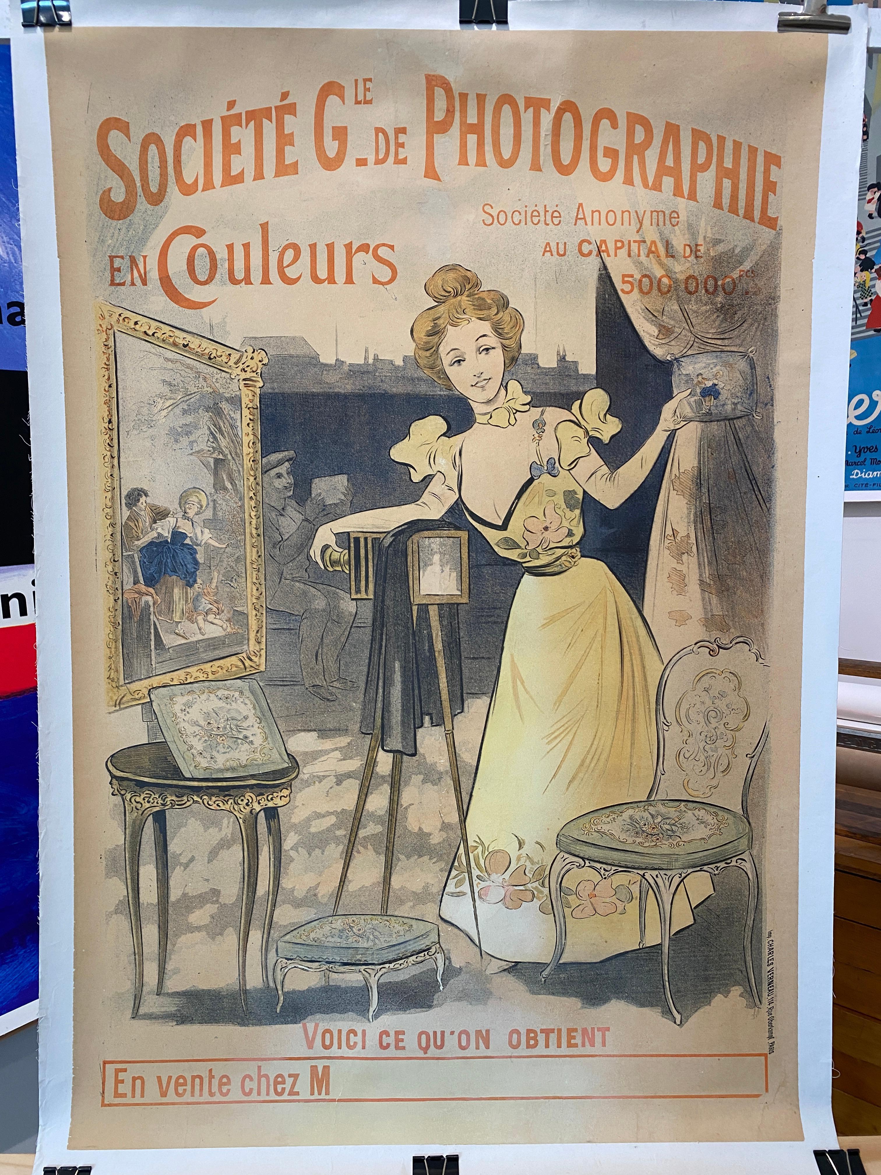 Originalplakat, „Societe Photographie“, Farbfotografie, frühes 20. Jahrhundert im Zustand „Gut“ im Angebot in Melbourne, Victoria