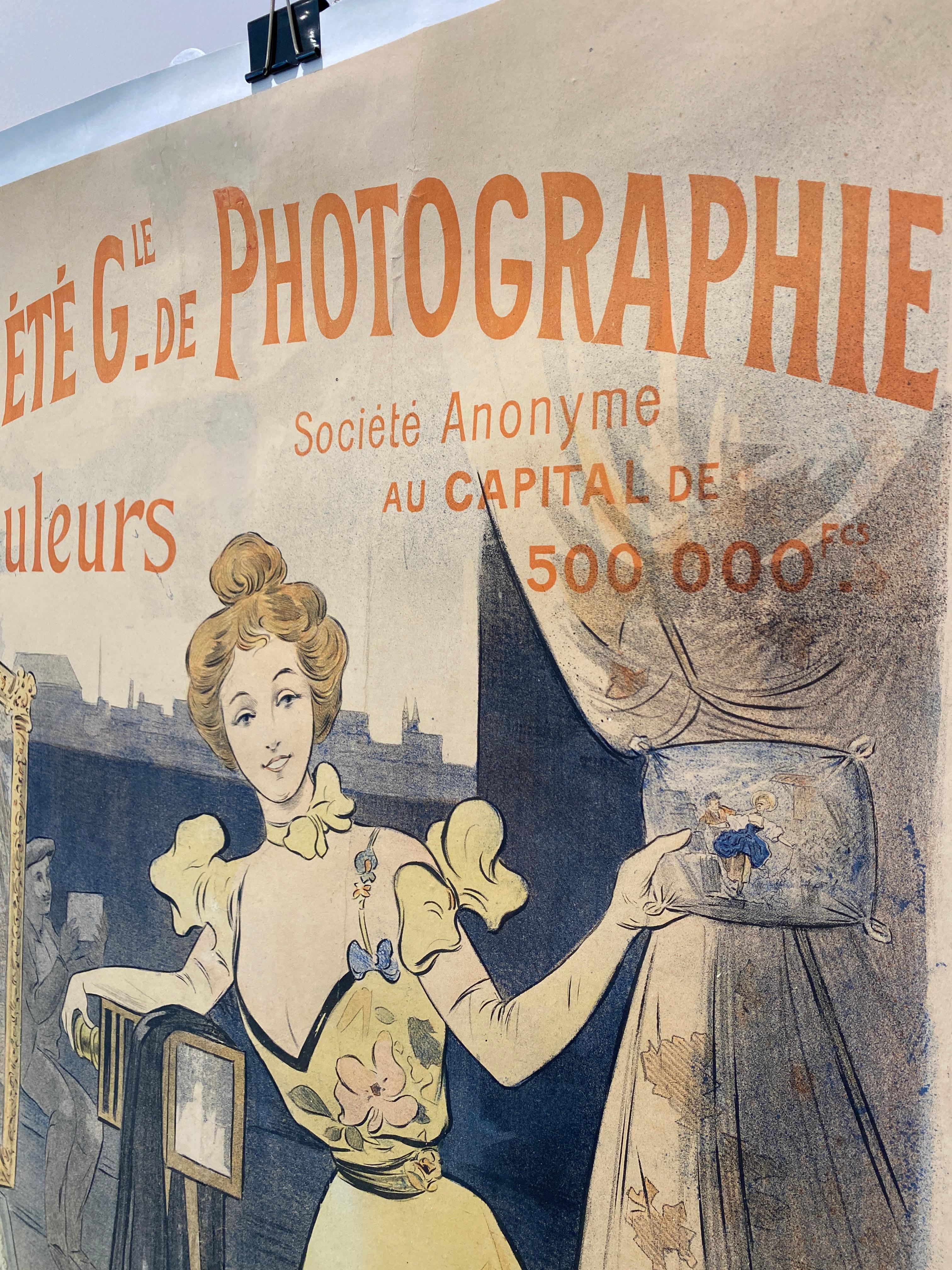 Originalplakat, „Societe Photographie“, Farbfotografie, frühes 20. Jahrhundert (Leinen) im Angebot