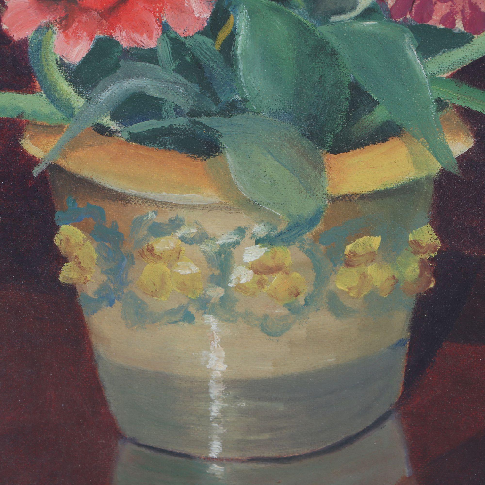 Early 20th Century Original Still Life Floral Oil Painting on Board In Good Condition For Sale In Philadelphia, PA