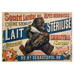 Early 20th Century Original Vintage Poster, Société laitière des Alpes Bernoises