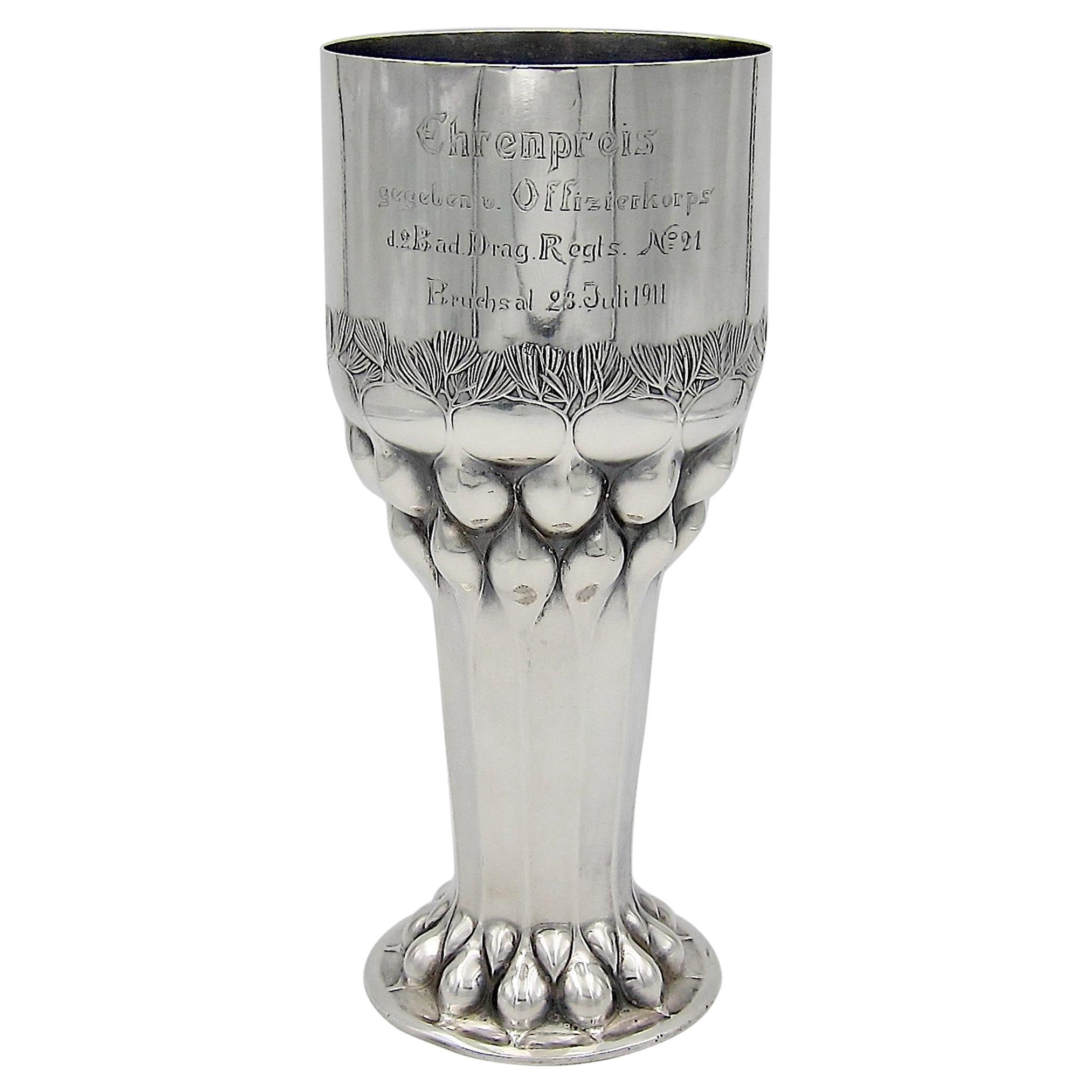 Orivit Secessionist Silvered Metal Presentation Vase Trophy