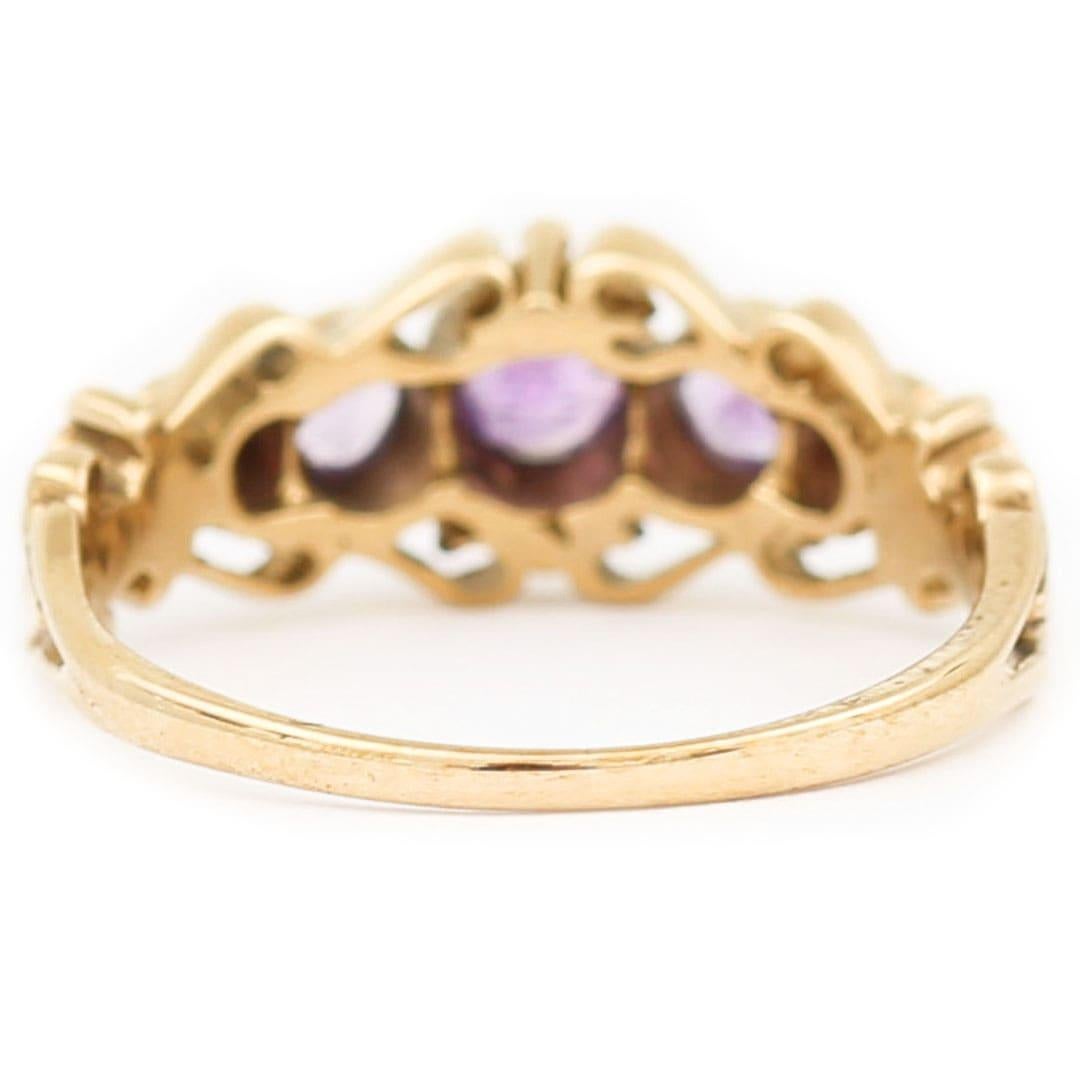 Early 20th Century Ornate Amethyst Five Stone Ring 1