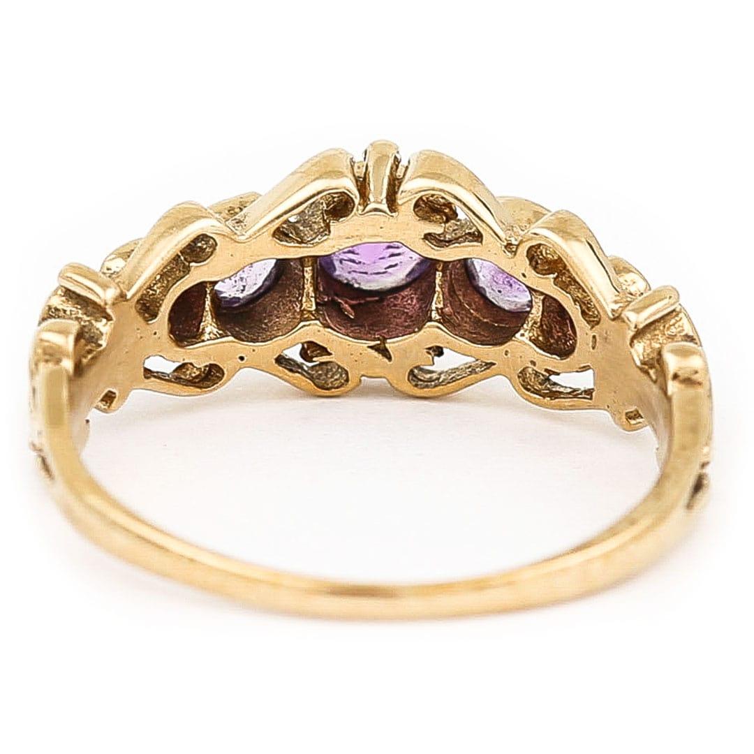 Early 20th Century Ornate Amethyst Five Stone Ring 2
