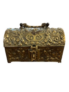 Early 20th Century Ornate Brass Jewelry Box