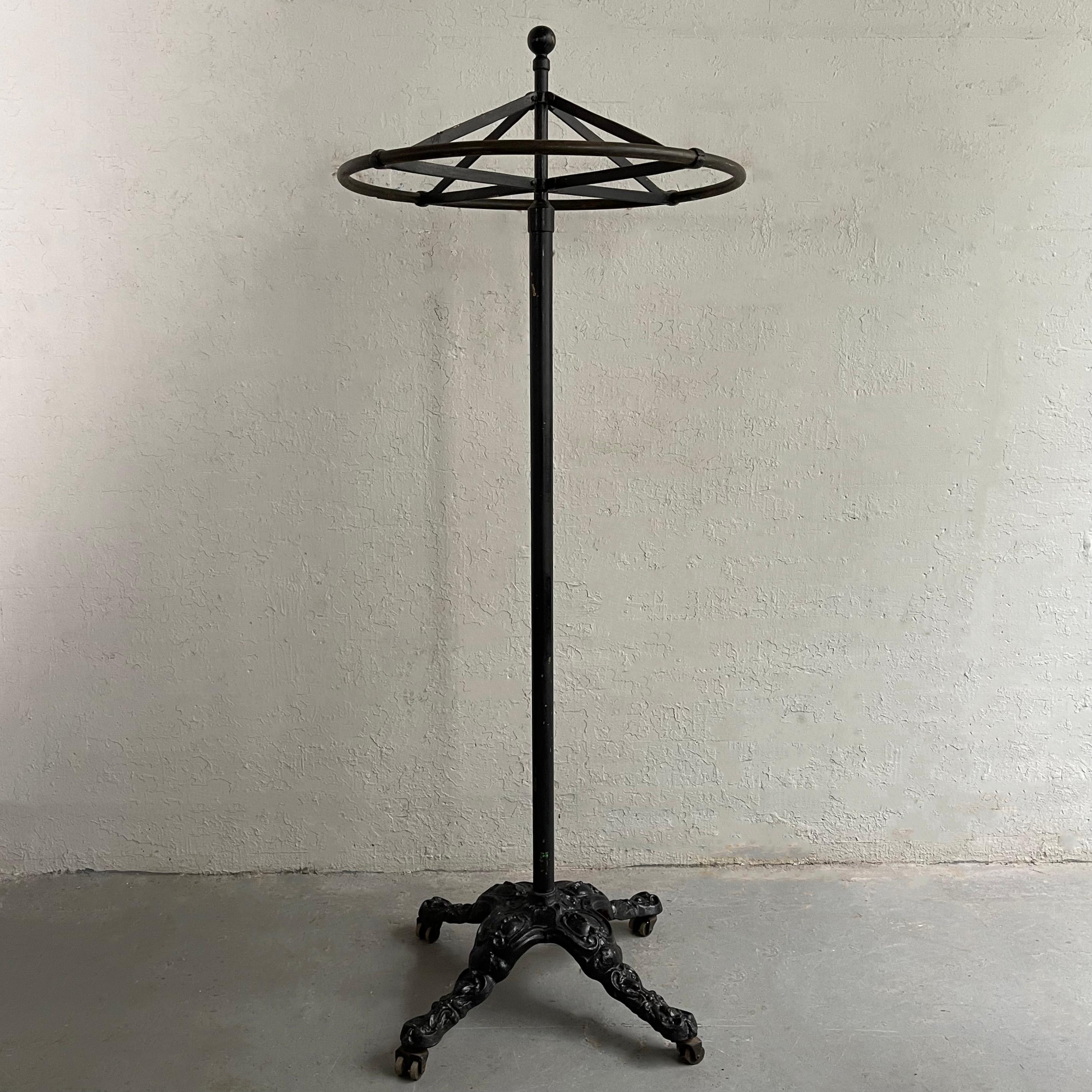 Industrial Early 20th Century Ornate Cast Iron Rounder Garment Rack