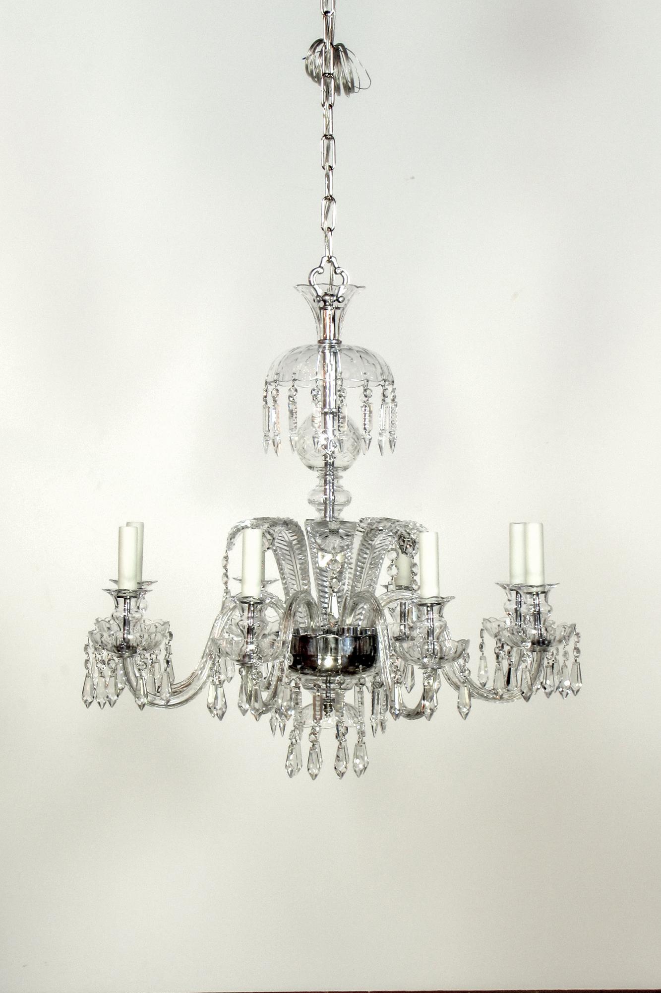 American Early 20th Century Ostrich Feather Crystal Chandelier For Sale