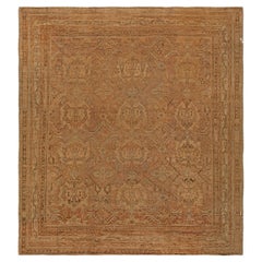 Anfang des 20. Jahrhunderts Oushak Brown Handmade Wool Rug