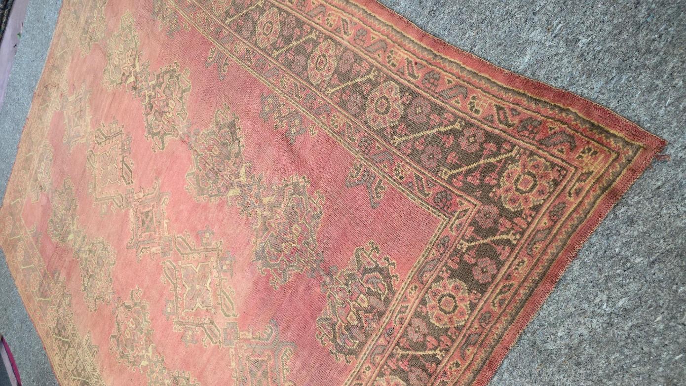 Hand-Knotted Early 20th Century Oushak For Sale