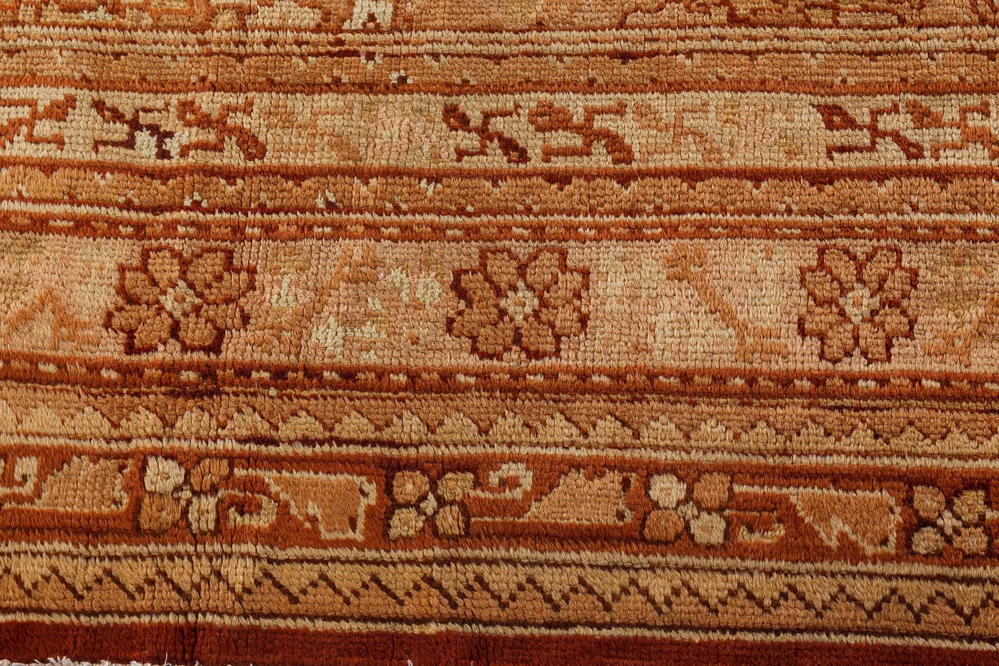 Hand-Knotted Early 20th Century Oushak Handmade Wool Rug For Sale