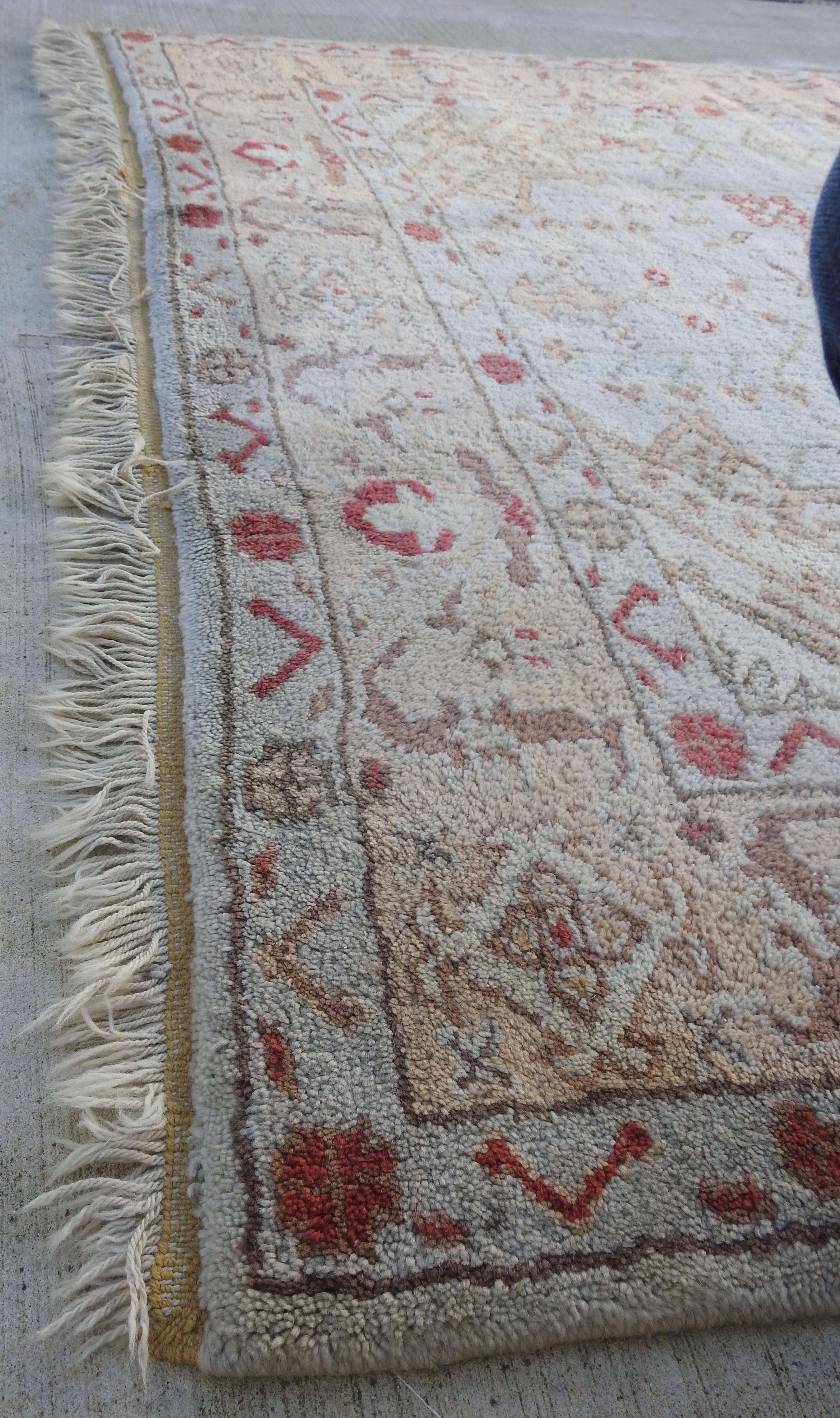 Hand-Knotted Turkish Oushak Rug, 20th Century For Sale