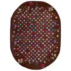 Tapis américain ovale crocheté du début du 20e siècle ( 7'8" x 10'6" - 234 x 320 )