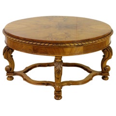 Antique Early 20th Century Oval Burr Walnut Coffee Table
