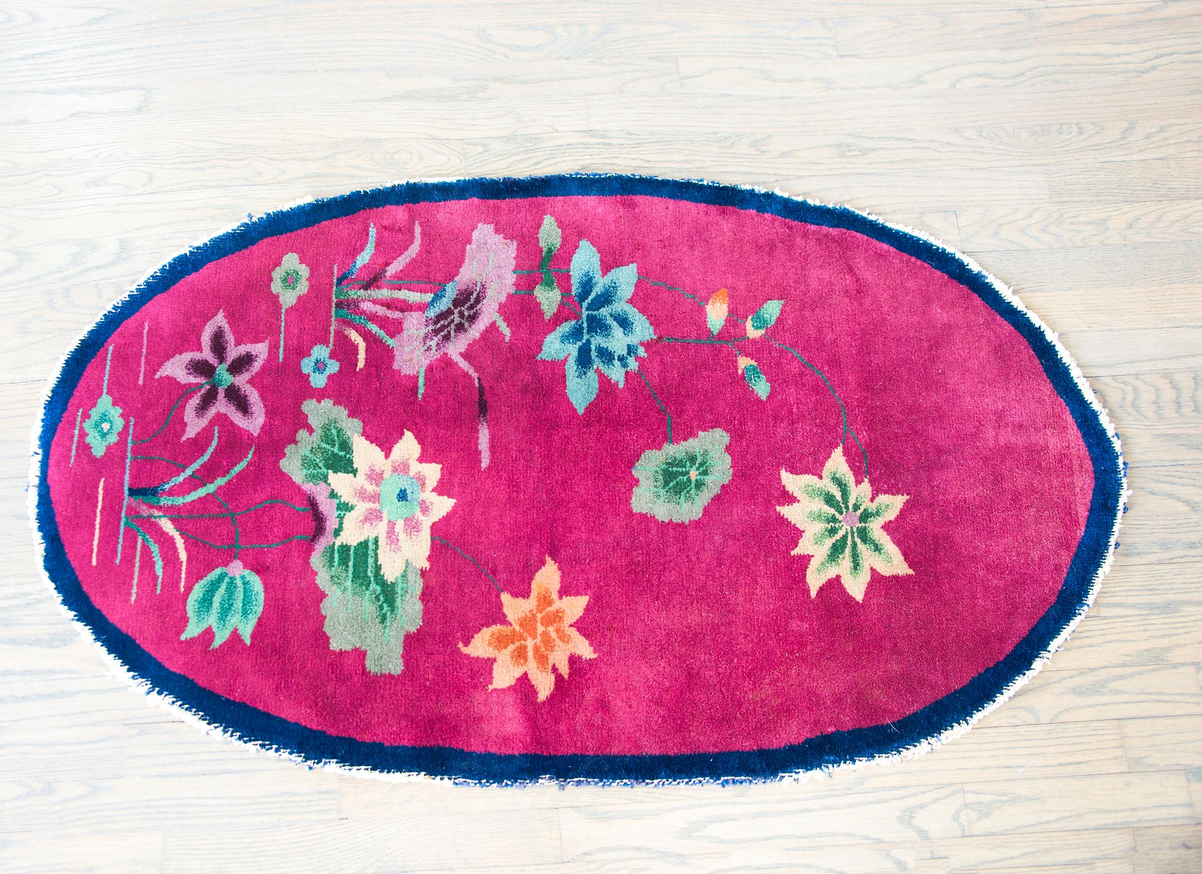 Early 20th Century Oval Chinese Art Deco Rug For Sale 8