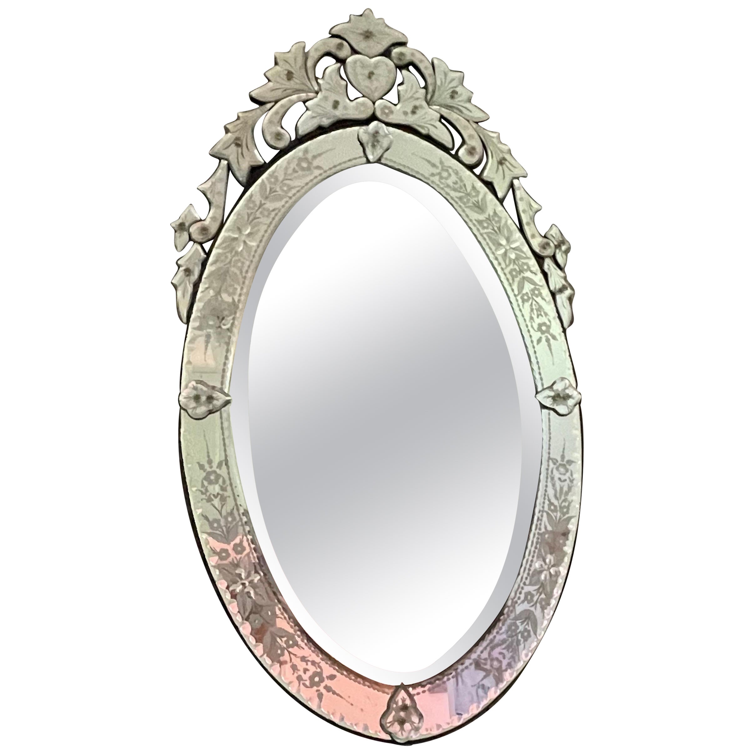 Miroir vénitien ovale du début du XXe siècle, Italie