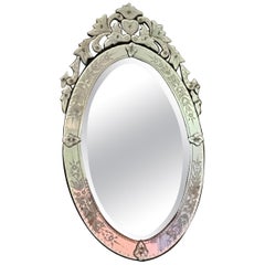 Miroir vénitien ovale du début du XXe siècle, Italie