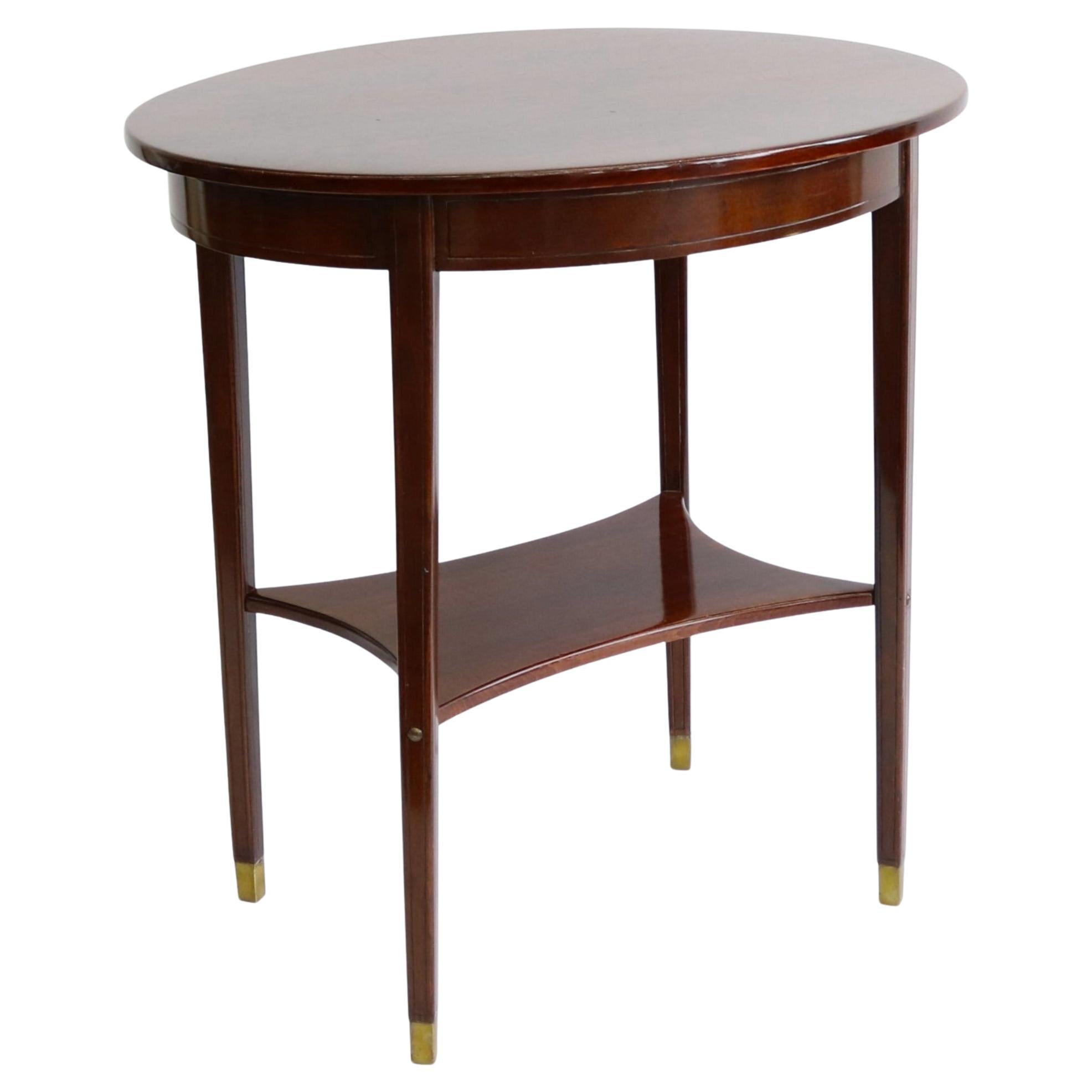 Early 20th Century Oval Vienna Secession Two-Tier Table Austria