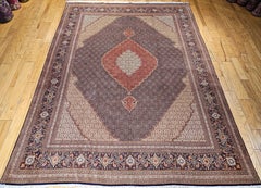 Early 20th Century Oversize Hand-Knotted Persian Tabriz Mahi with Silk