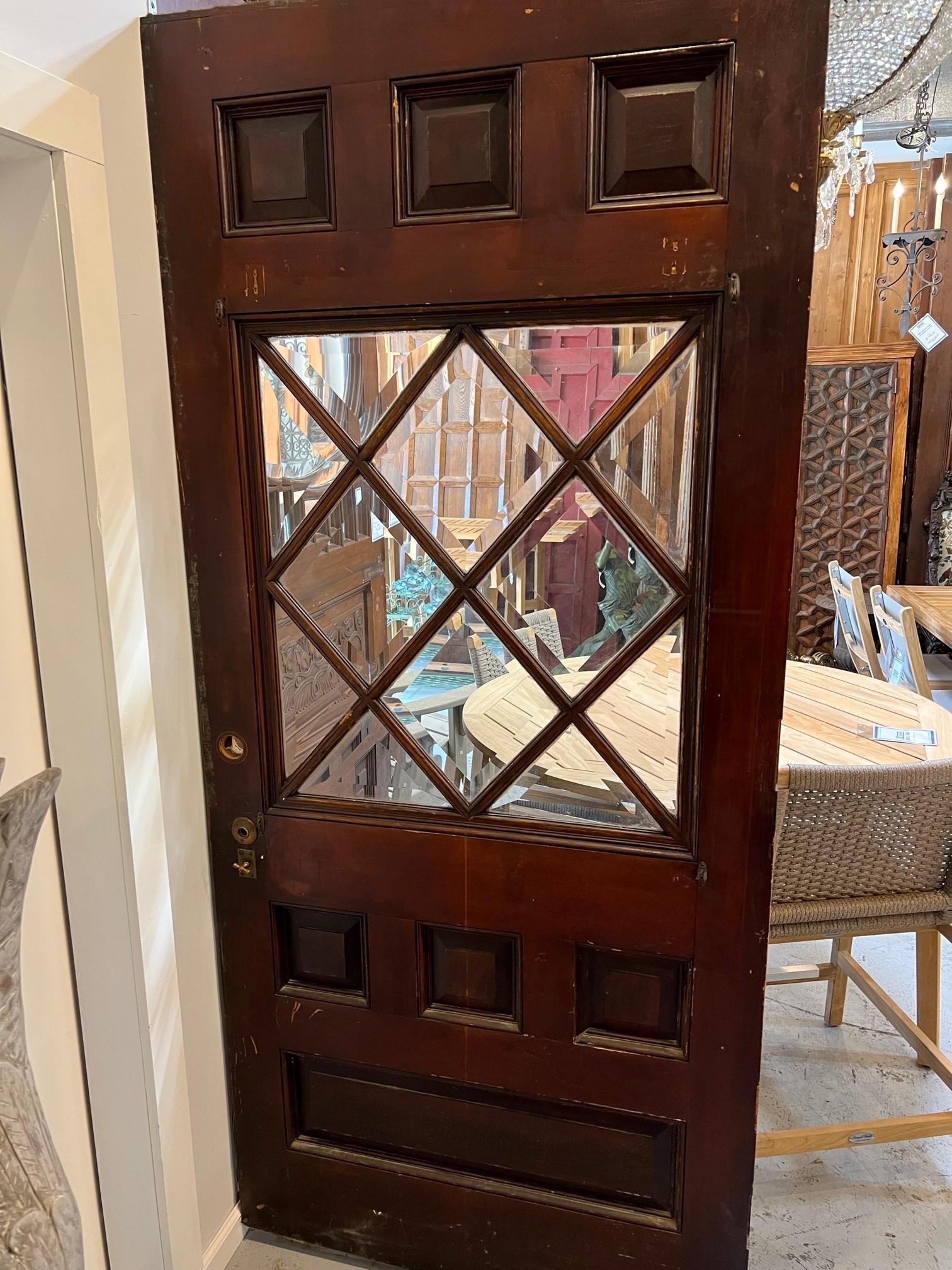 Early 20th Century Oversized Antique Beveled Glass Entrance Door For Sale 3