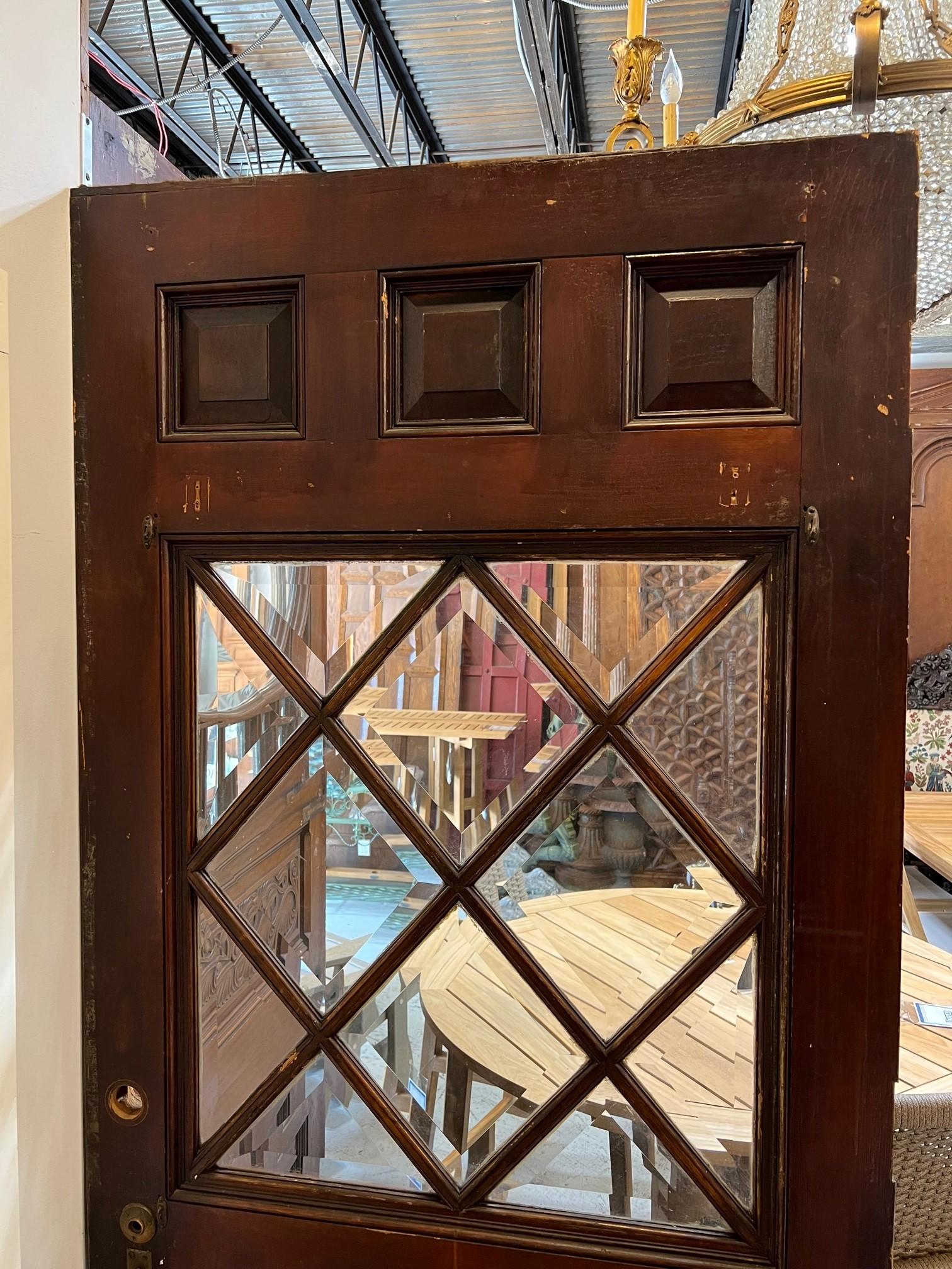 Early 20th Century Oversized Antique Beveled Glass Entrance Door For Sale 4