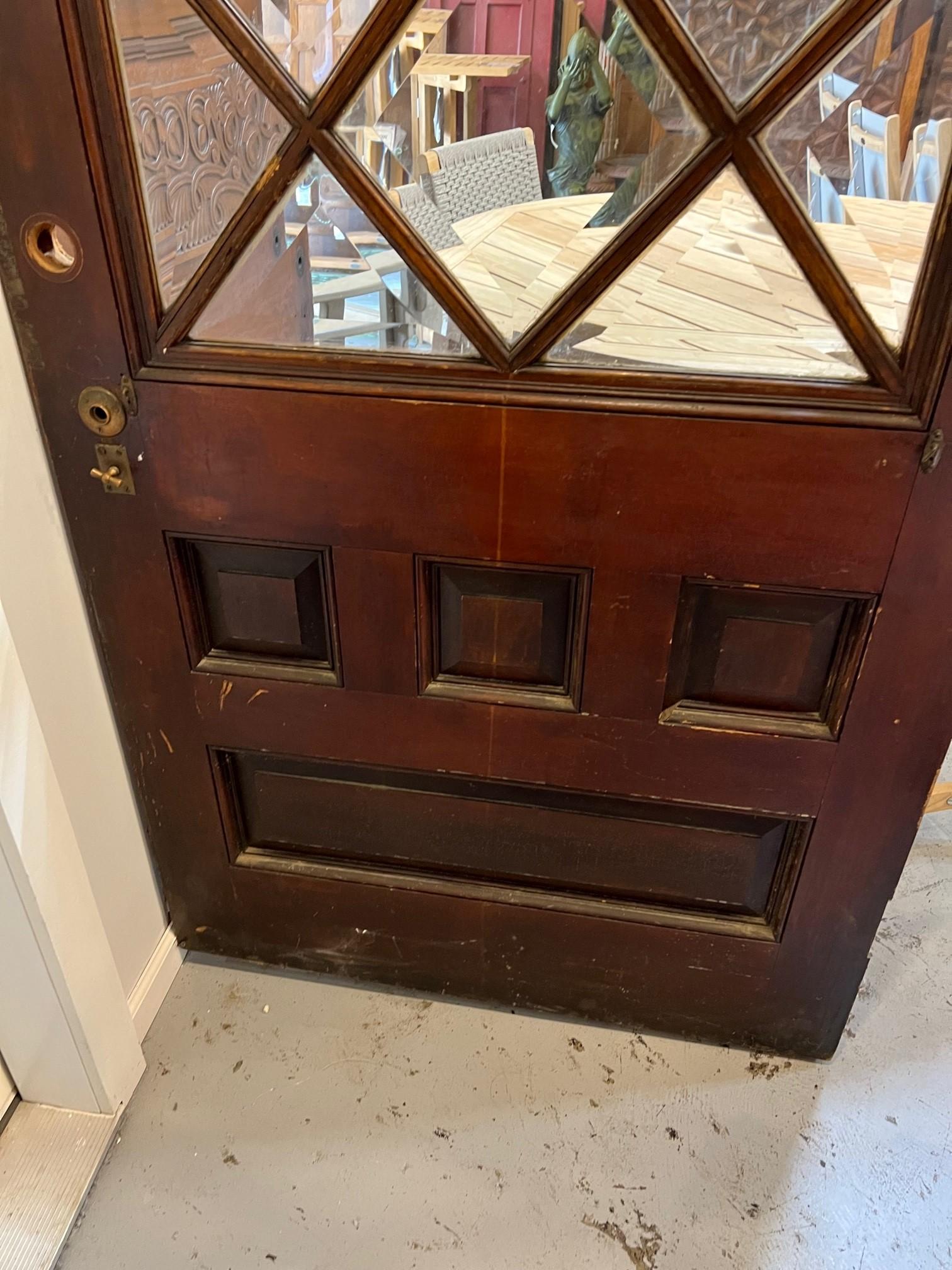 Early 20th Century Oversized Antique Beveled Glass Entrance Door For Sale 5
