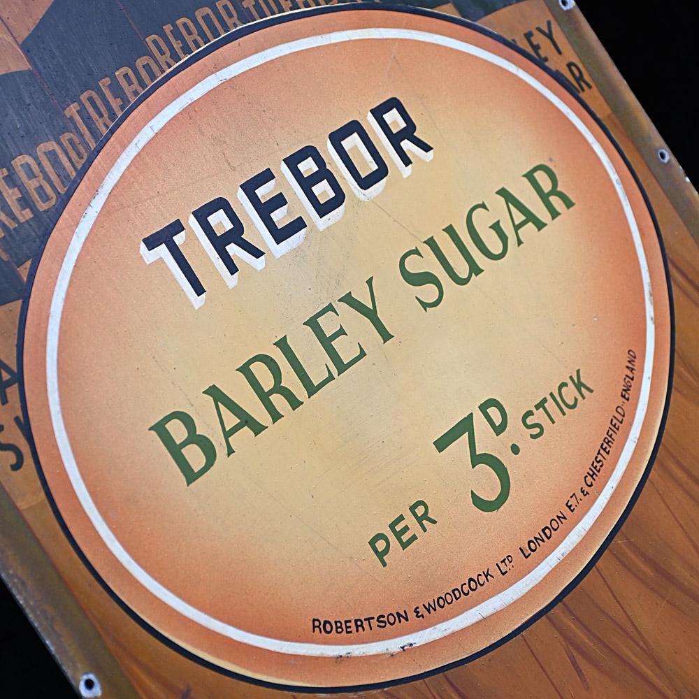Hand-Crafted Early 20th Century oversized English Trebor sweet shop trade sign. For Sale