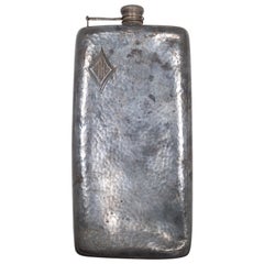 Early 20th Century Oversized Hand Hammered Monogrammed Flask, circa 1920-1930