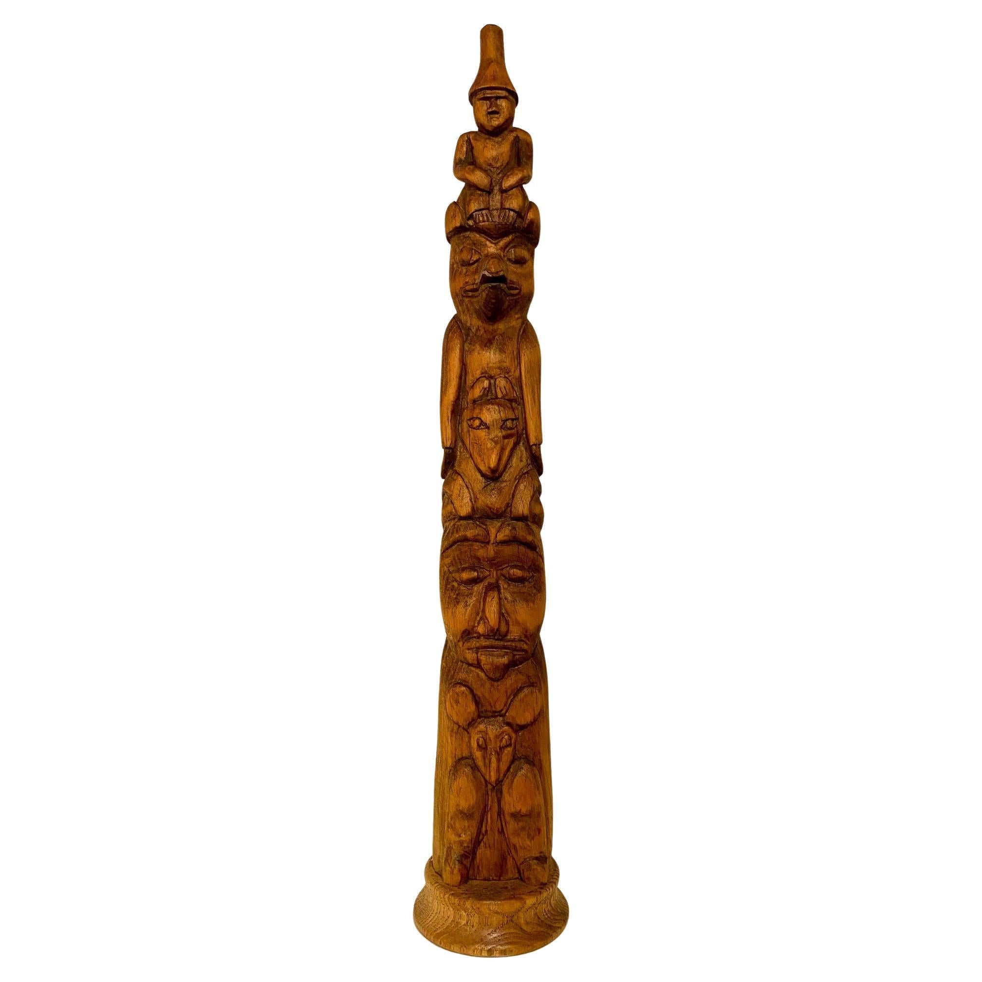 Early 20th Century Pacific Northwest Coast Carved Cedar TOTEM Pole
