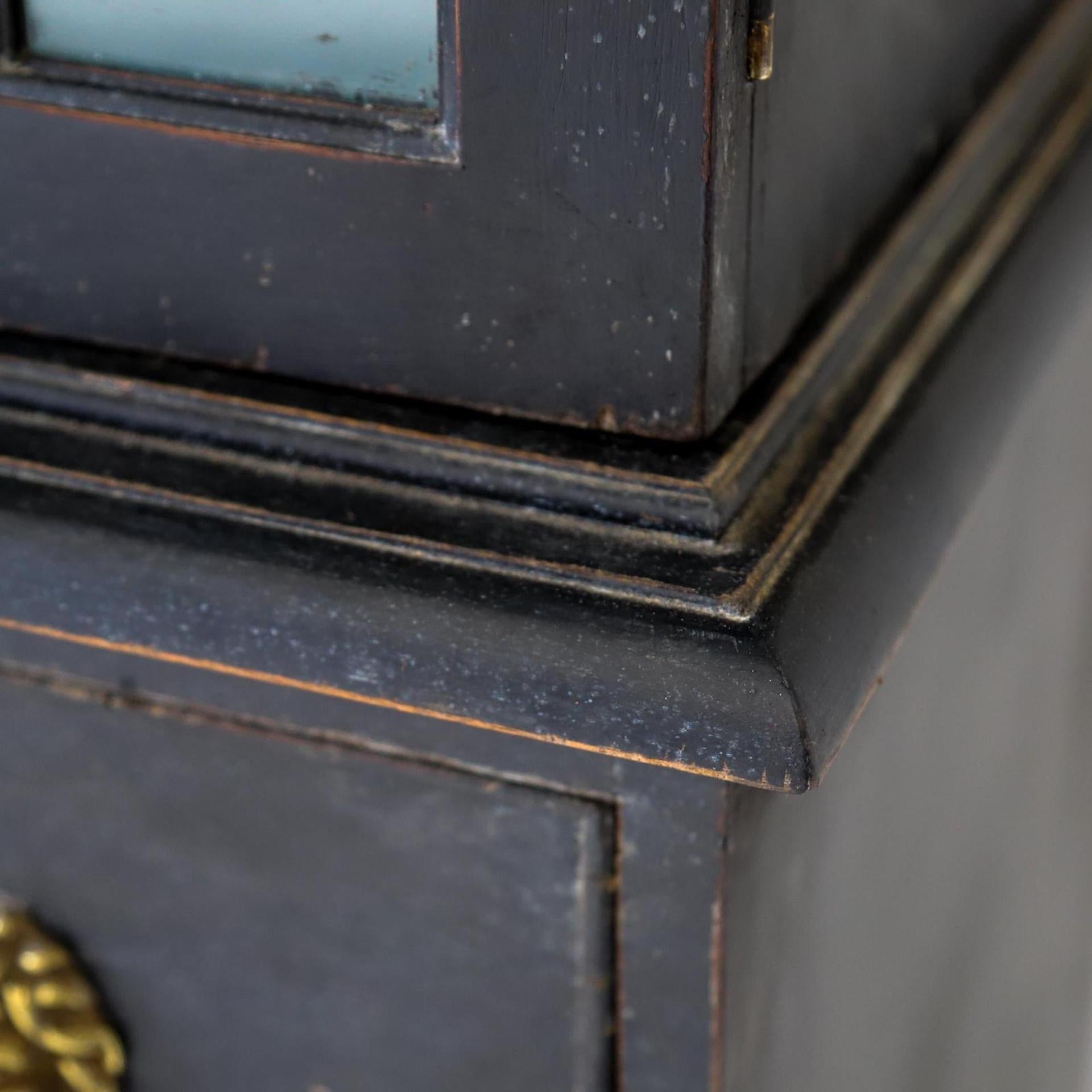 Early 20th Century Painted 4 Door Secretaire Breakfront Library Bookcase For Sale 9