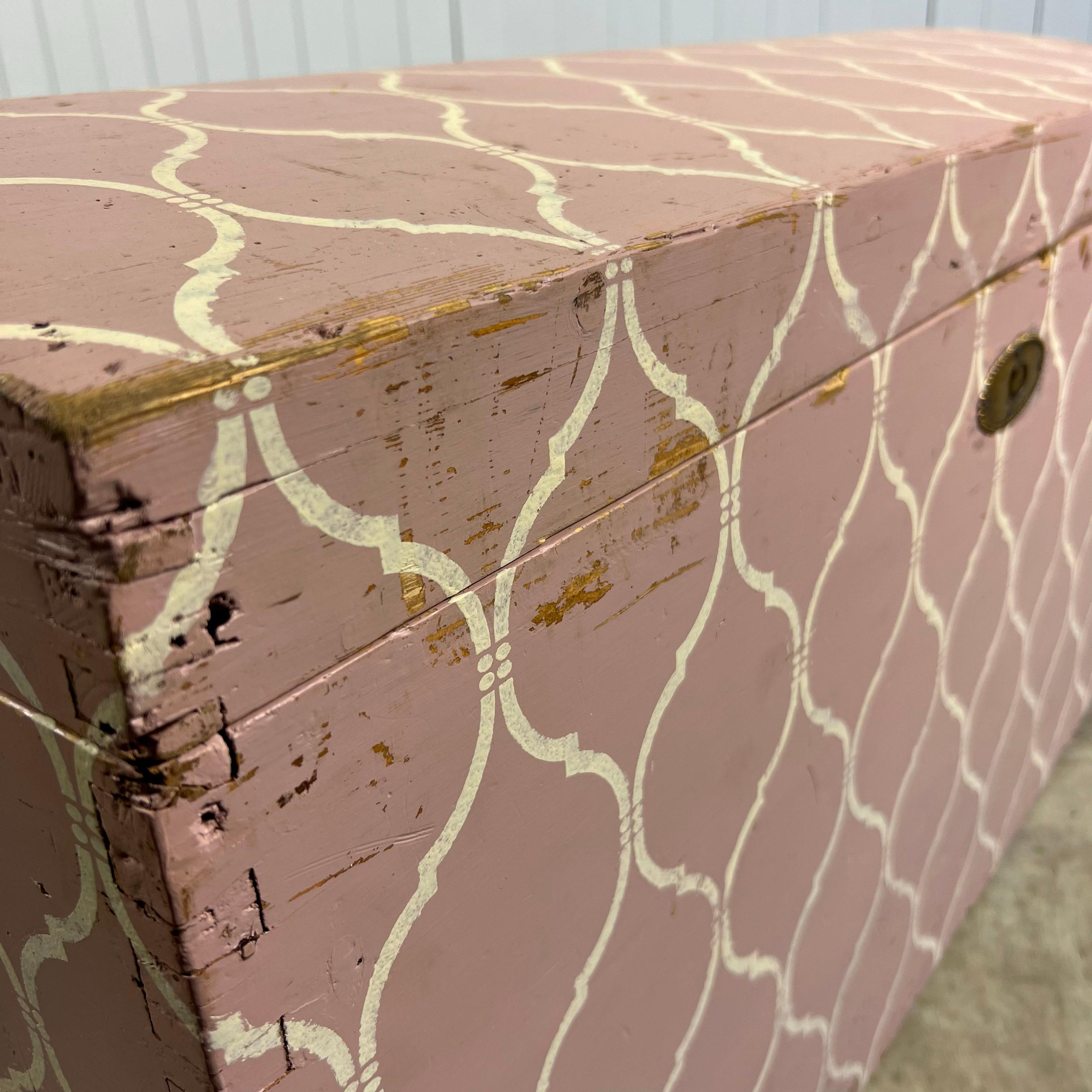 Early 20th Century Painted Antique Trunk In Good Condition For Sale In Cirencester, GB