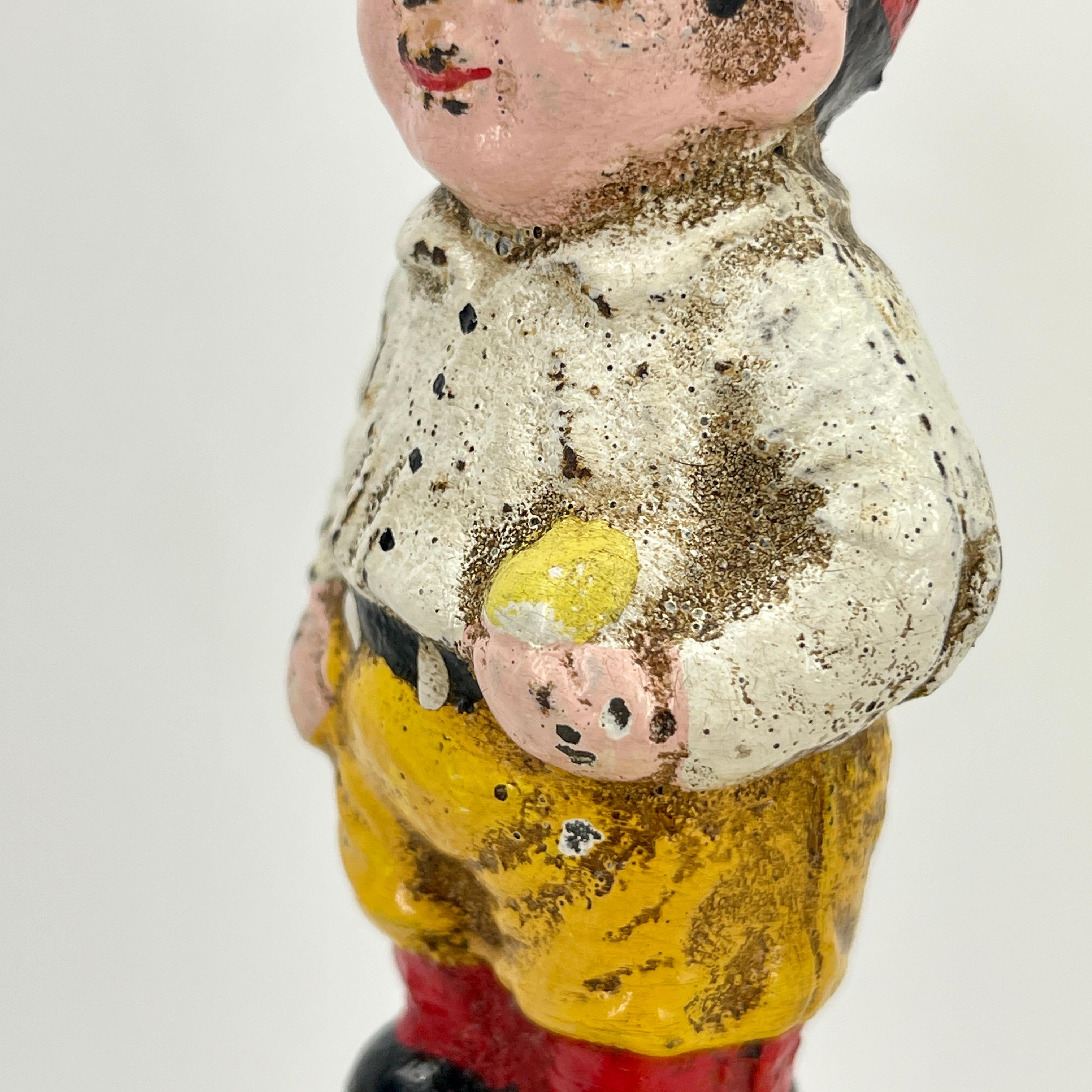Early 20th Century Painted Cast Iron Baseball Boy Money Bank 2
