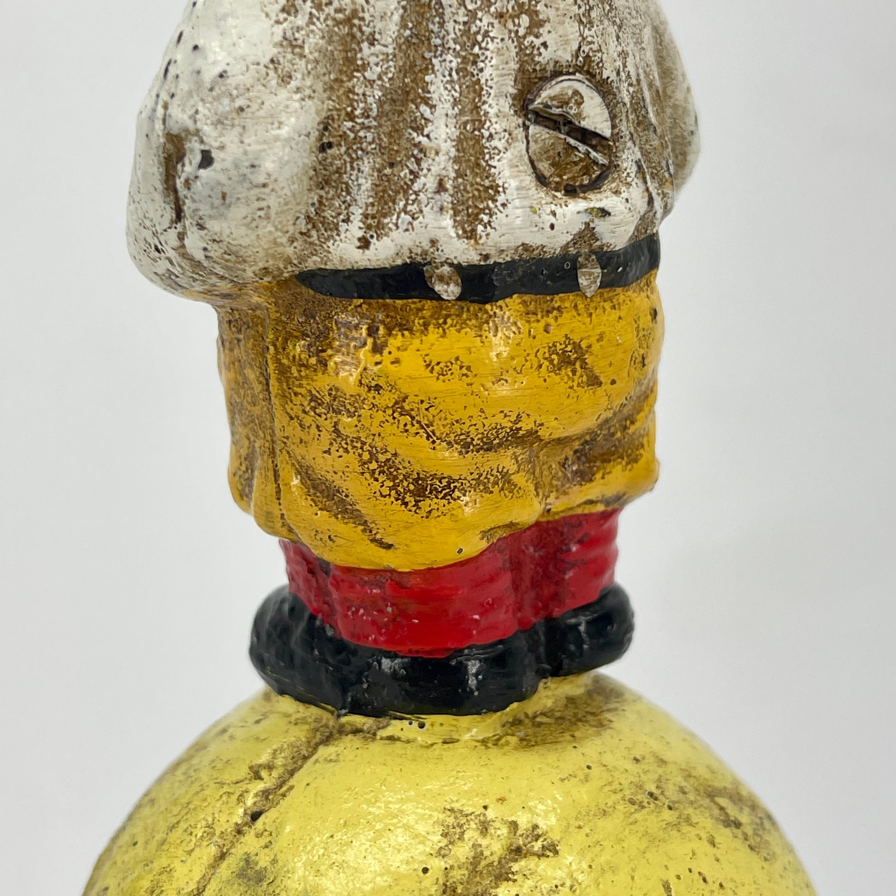 Early 20th Century Painted Cast Iron Baseball Boy Money Bank 3