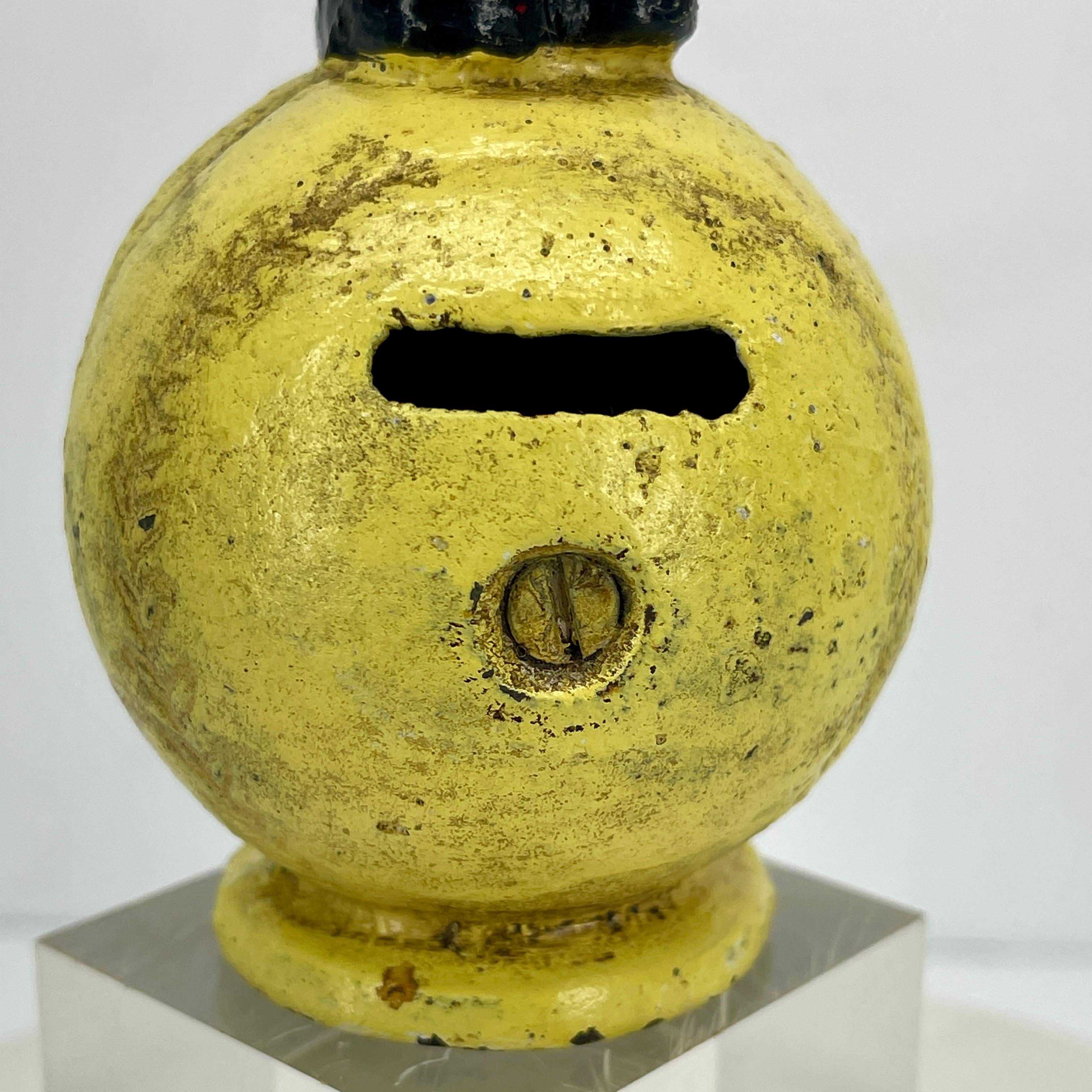 Early 20th Century Painted Cast Iron Baseball Boy Money Bank 4