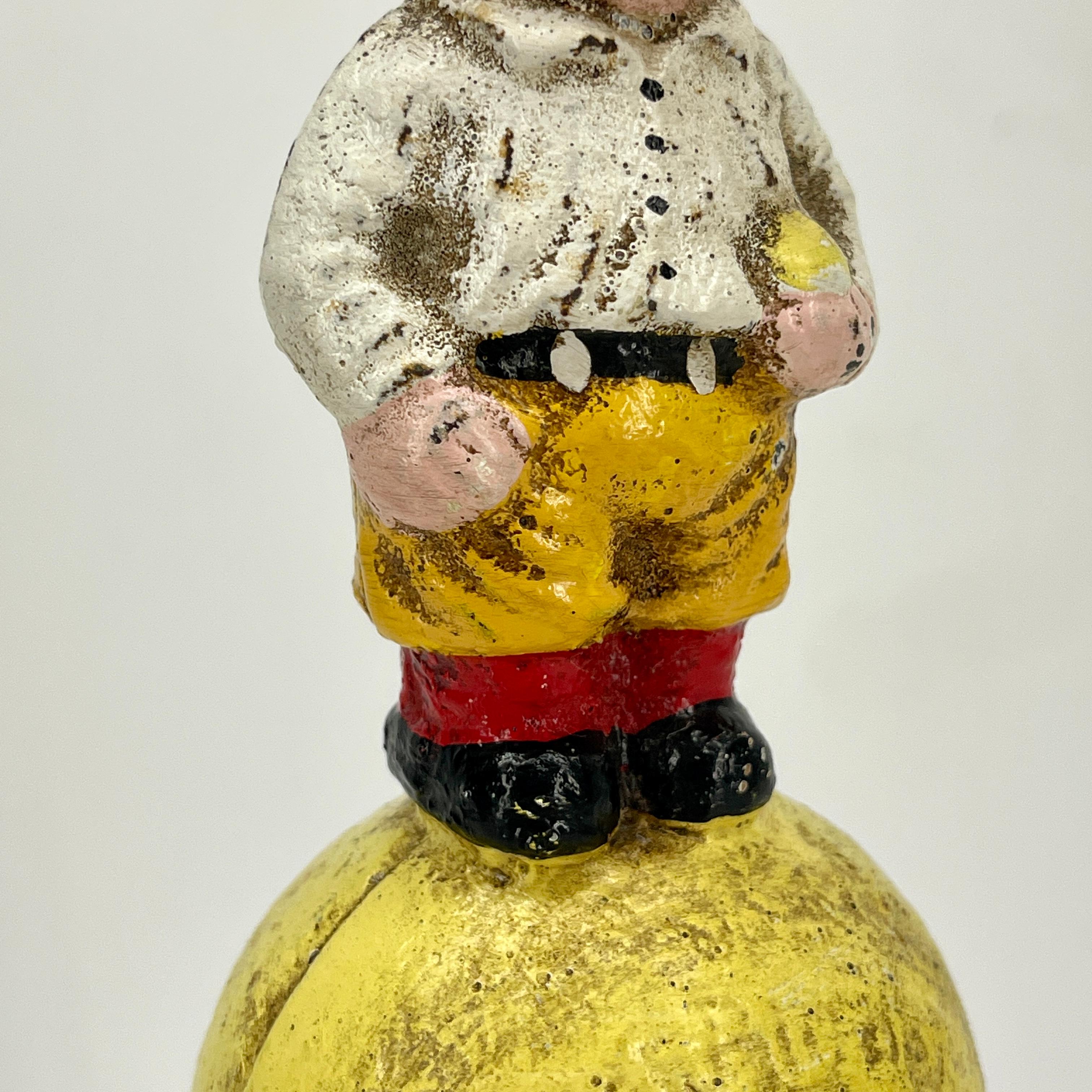 Early 20th Century Painted Cast Iron Baseball Boy Money Bank 6