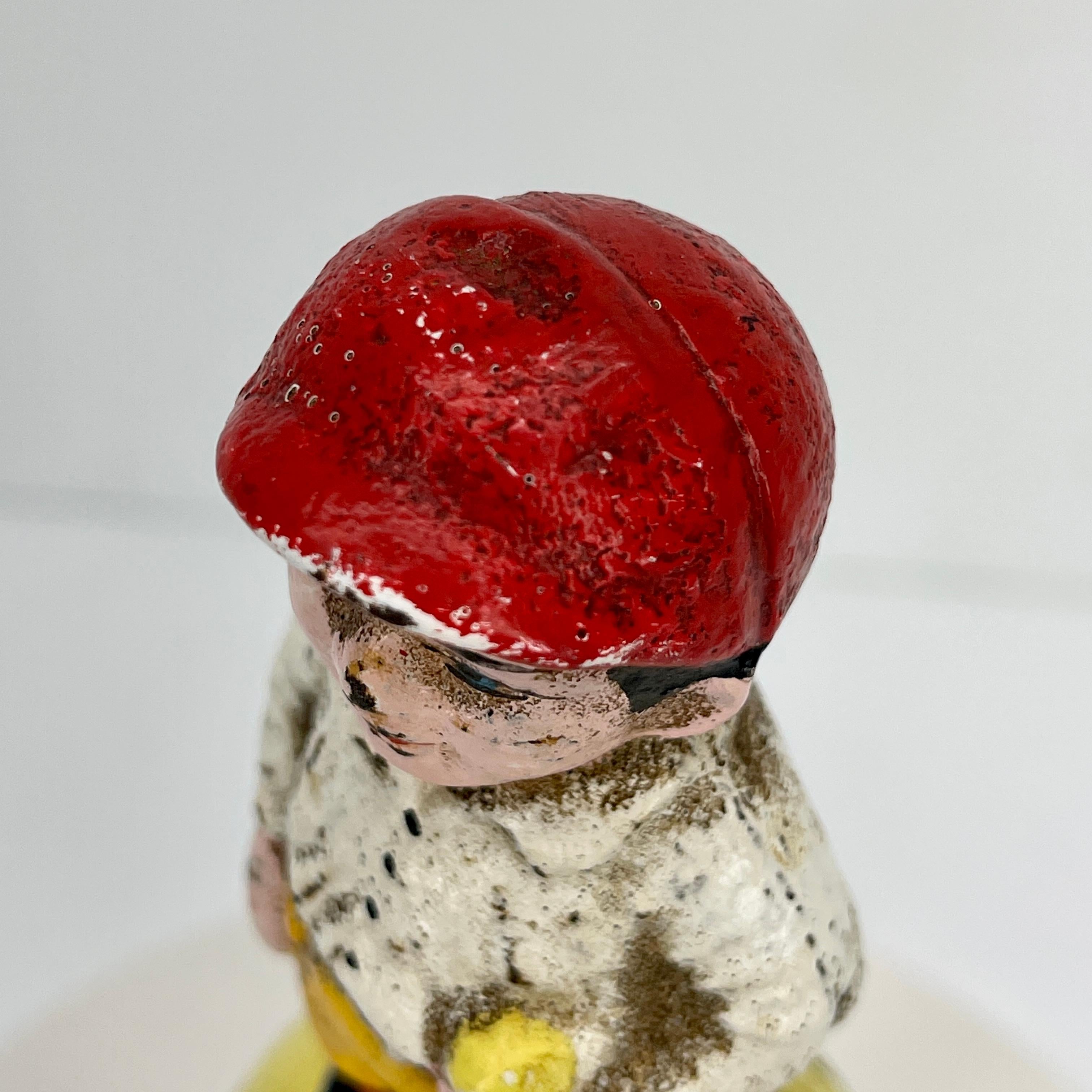 Early 20th Century Painted Cast Iron Baseball Boy Money Bank 1