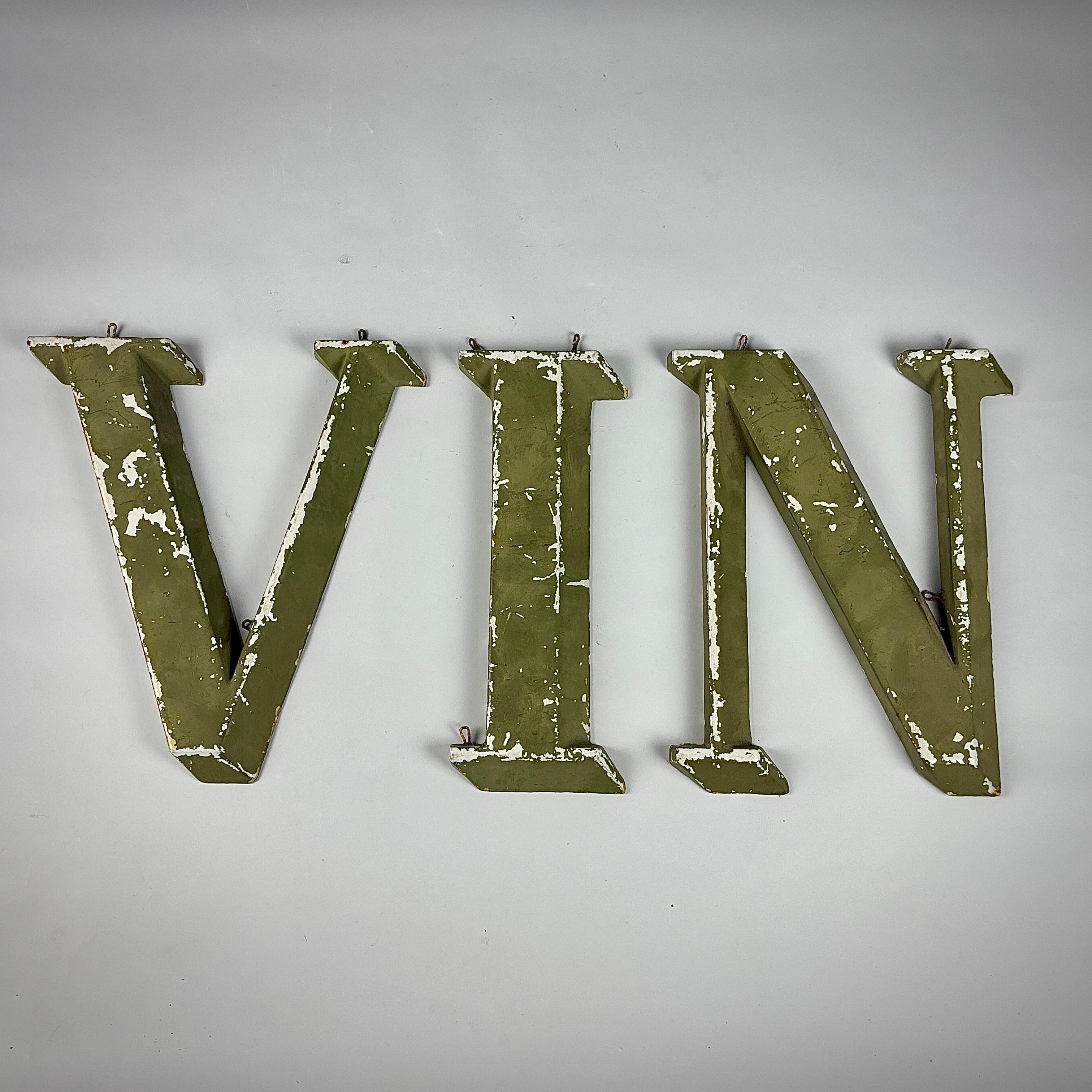 Early 20th Century Painted Cast Iron French Winemakers Sign 