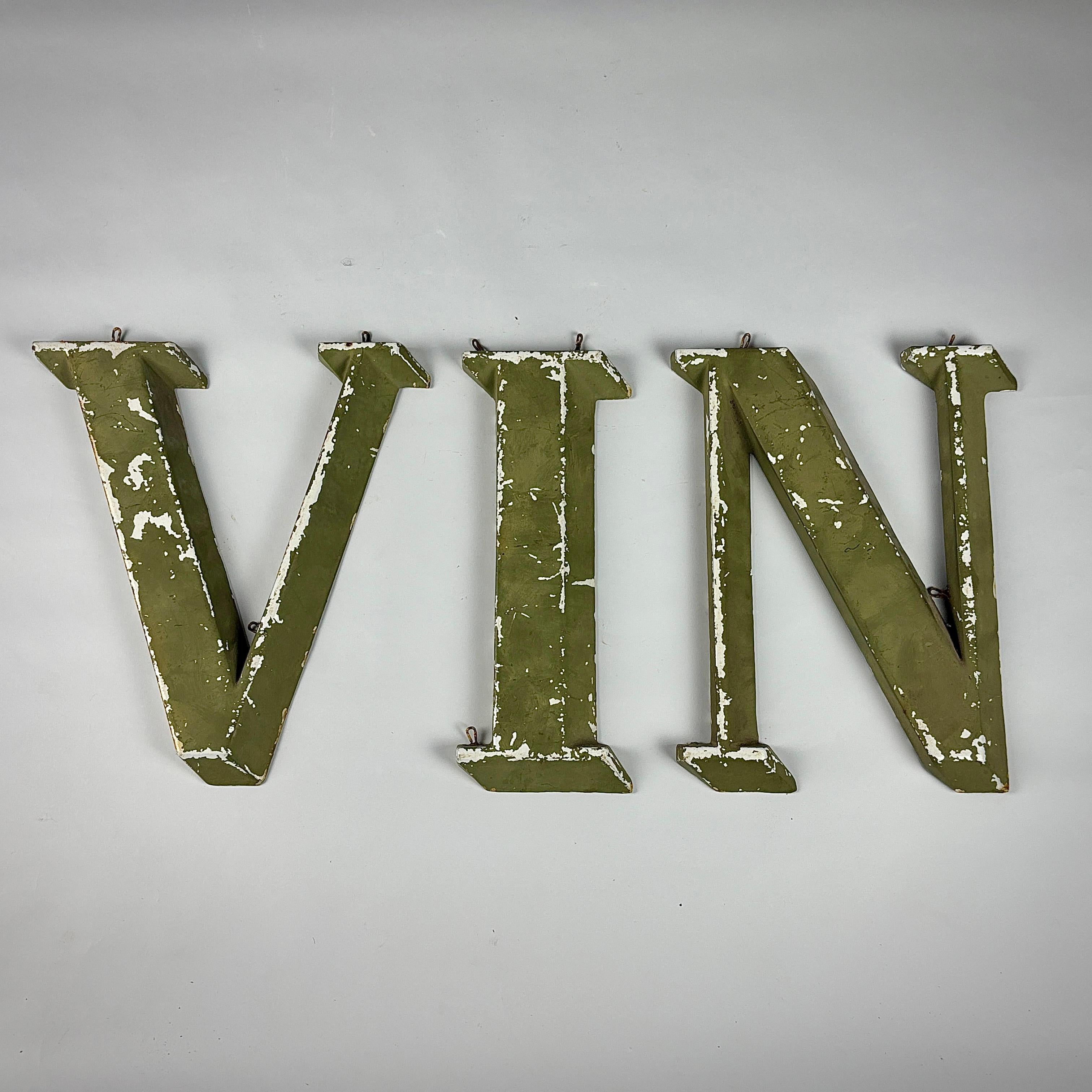 Early 20th Century Painted Cast Iron French Winemakers Sign 