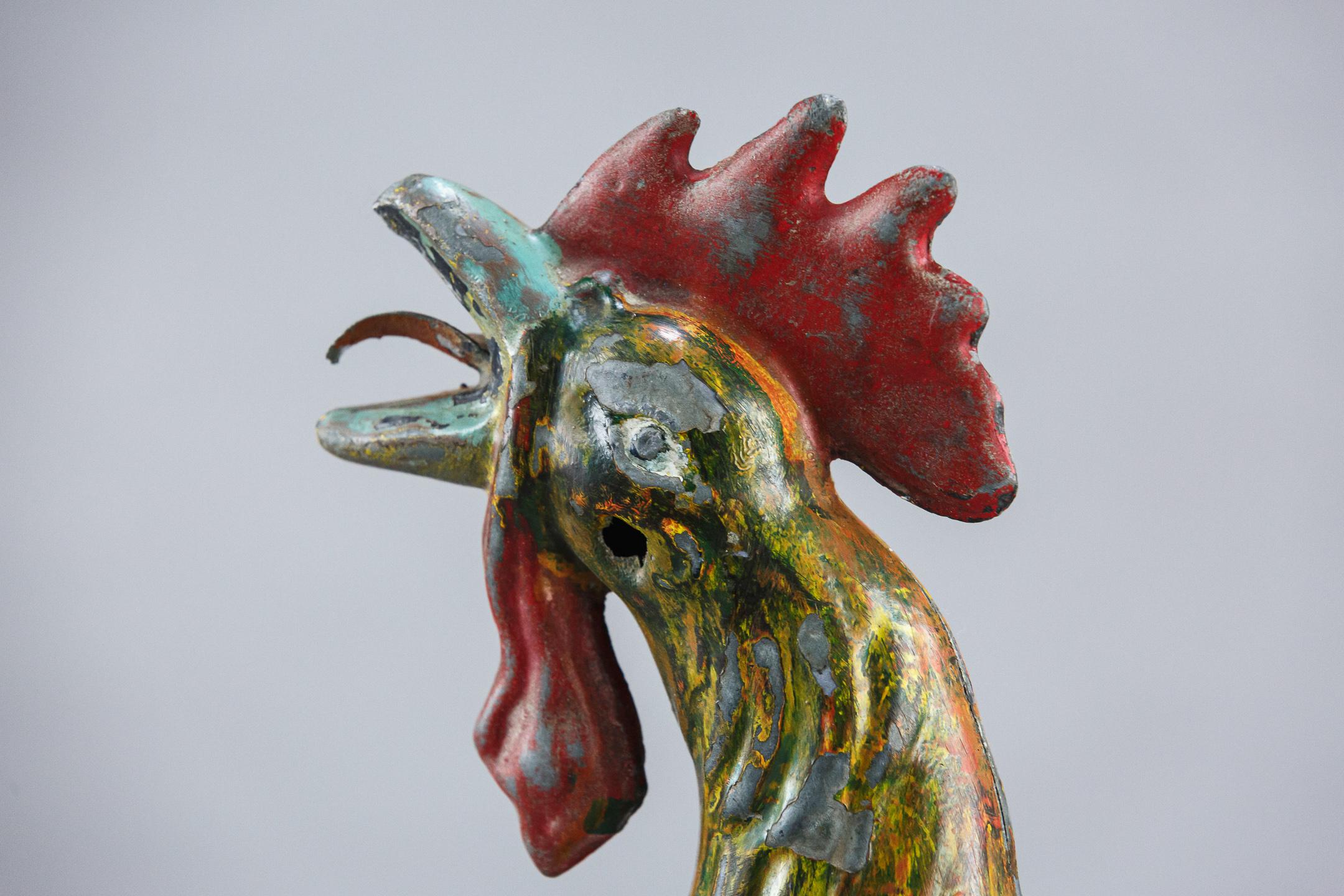 Early 20th Century Painted Copper Cockerel Weathervane 7