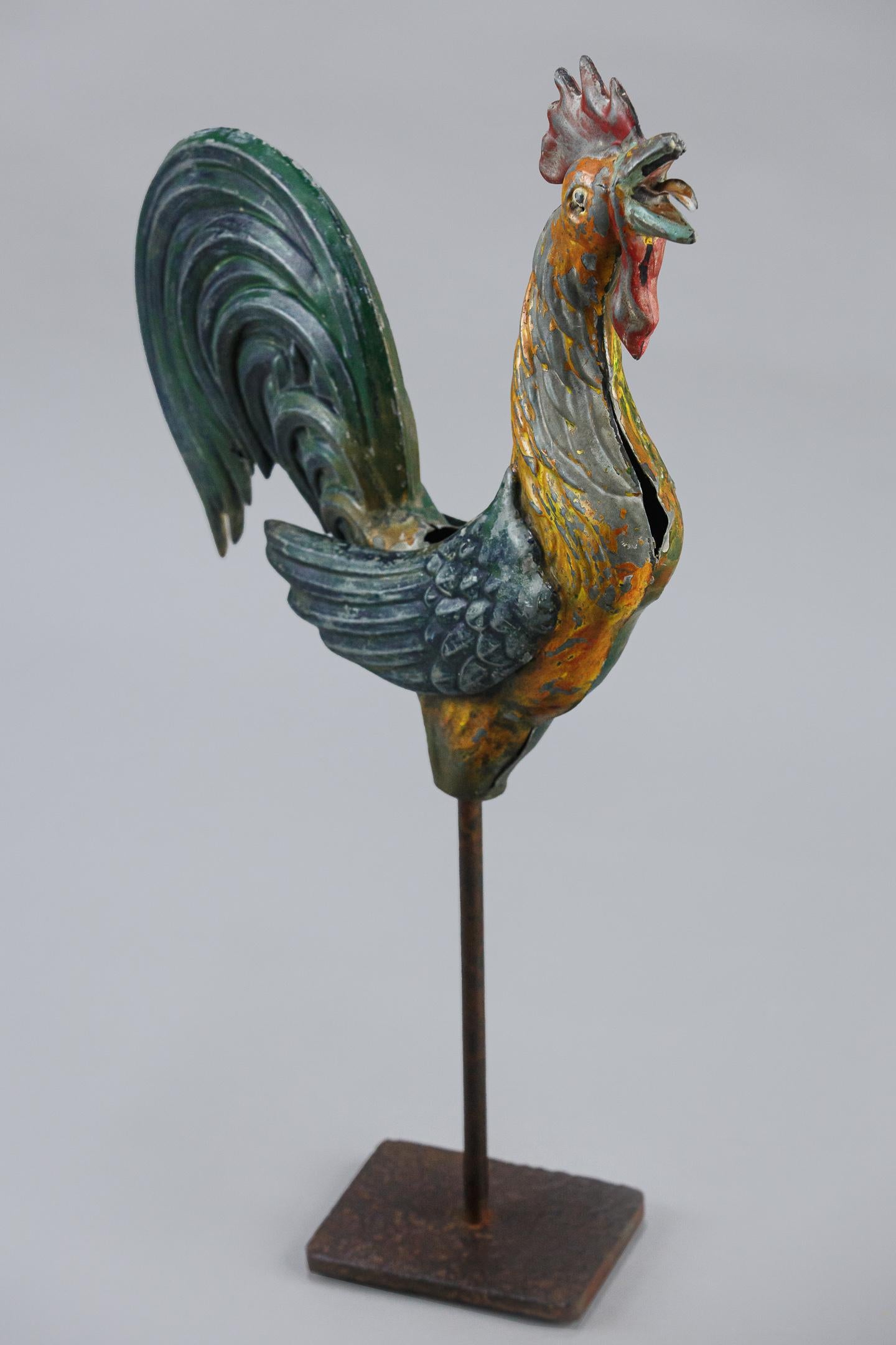 Early 20th Century Painted Copper Cockerel Weathervane 1