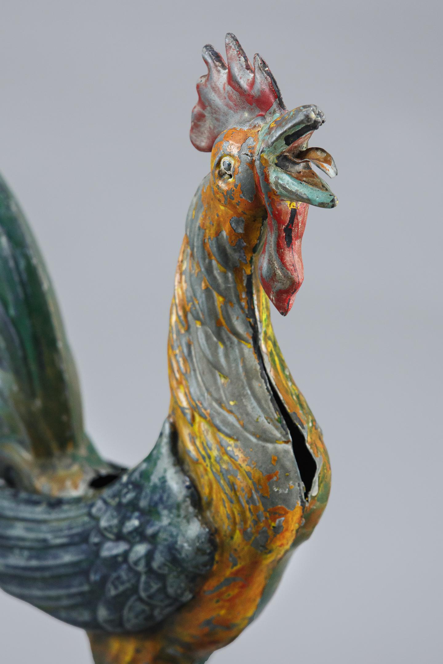 Early 20th Century Painted Copper Cockerel Weathervane 2