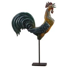 Early 20th Century Painted Copper Cockerel Weathervane