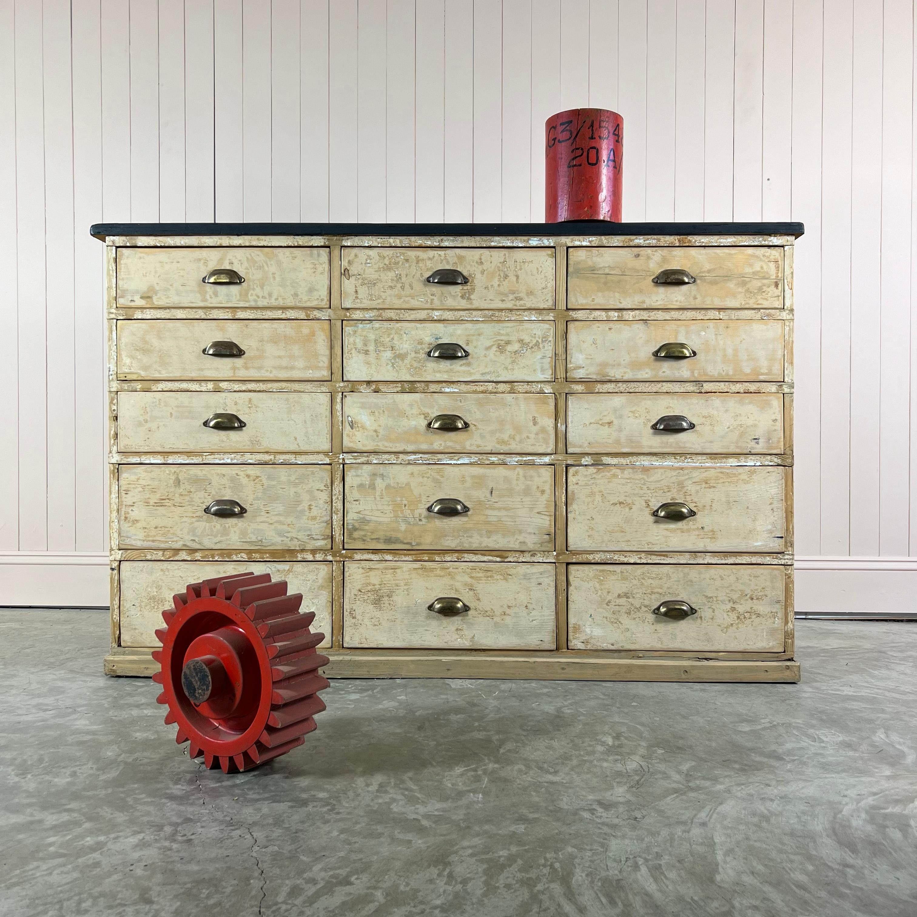 Early 20th Century Painted French Bank of Drawers For Sale 5