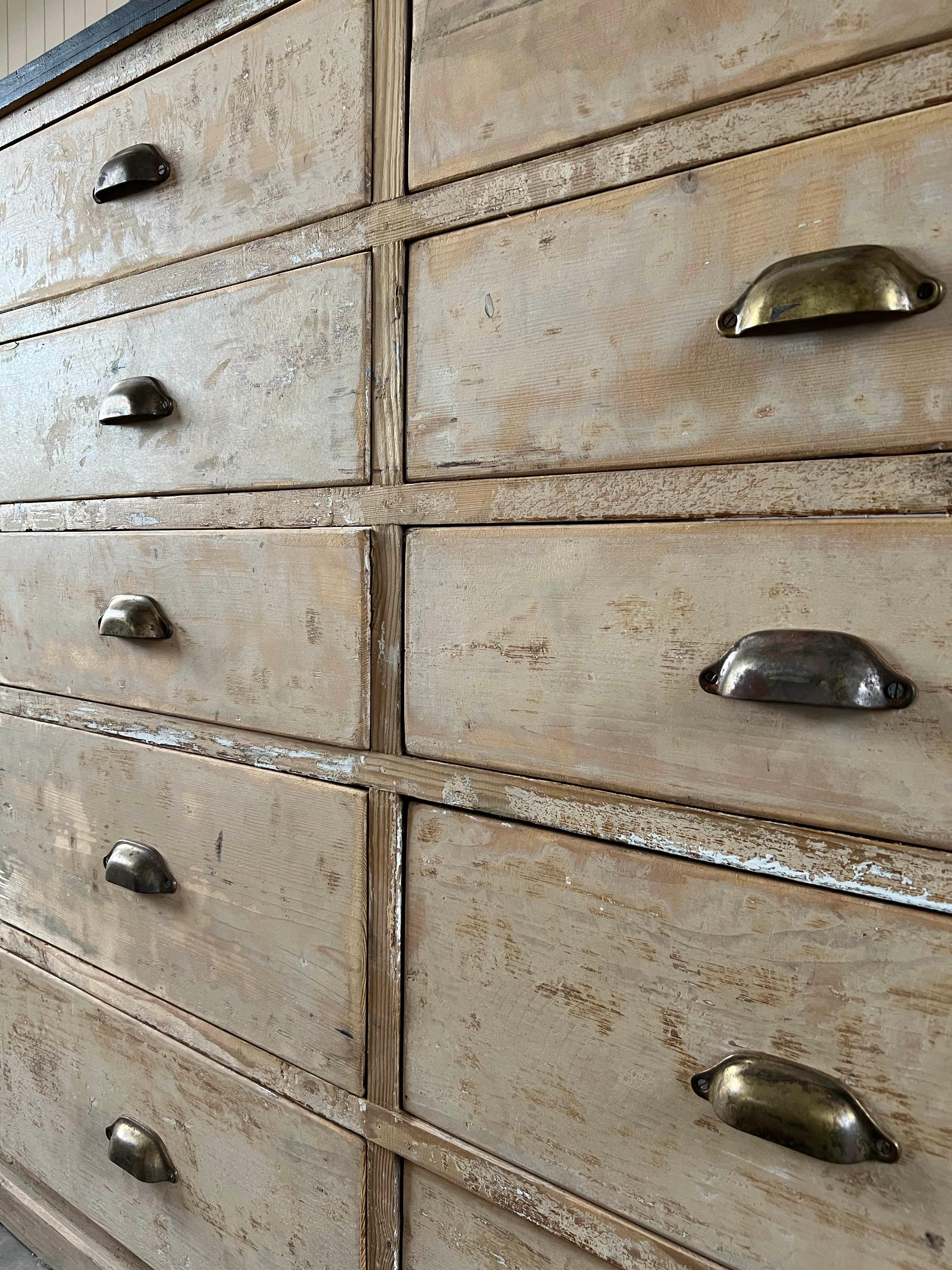 Early 20th Century Painted French Bank of Drawers For Sale 2