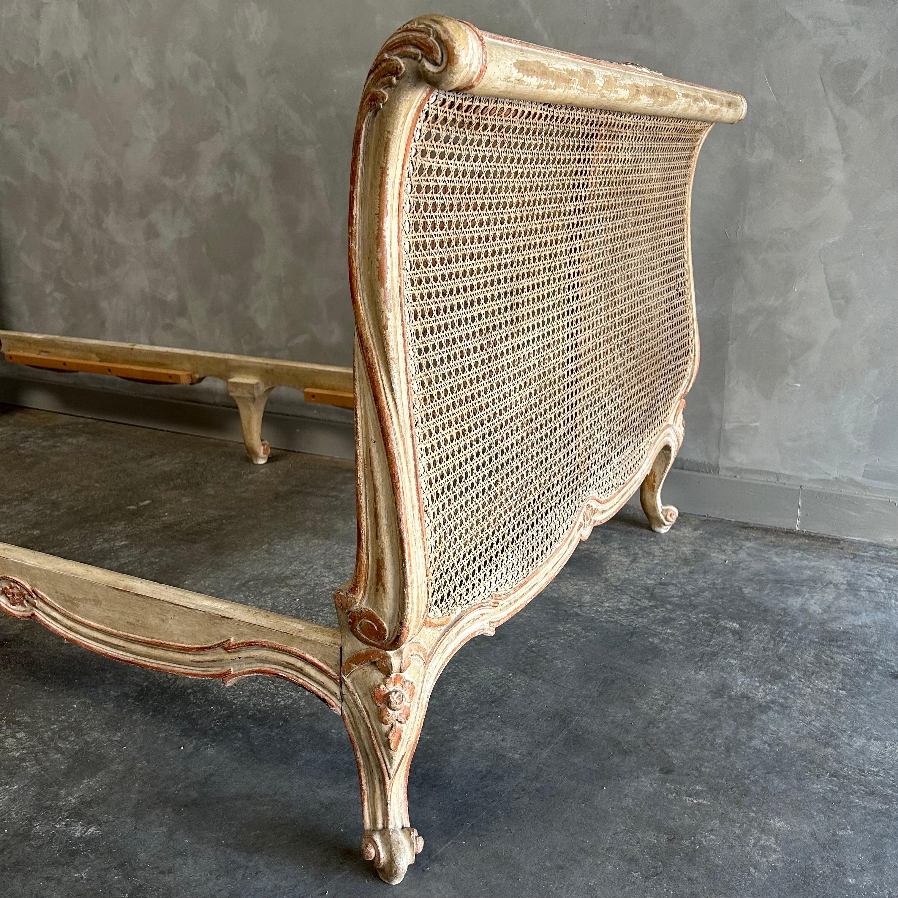 Early 20th Century Painted French Cane Daybed  3