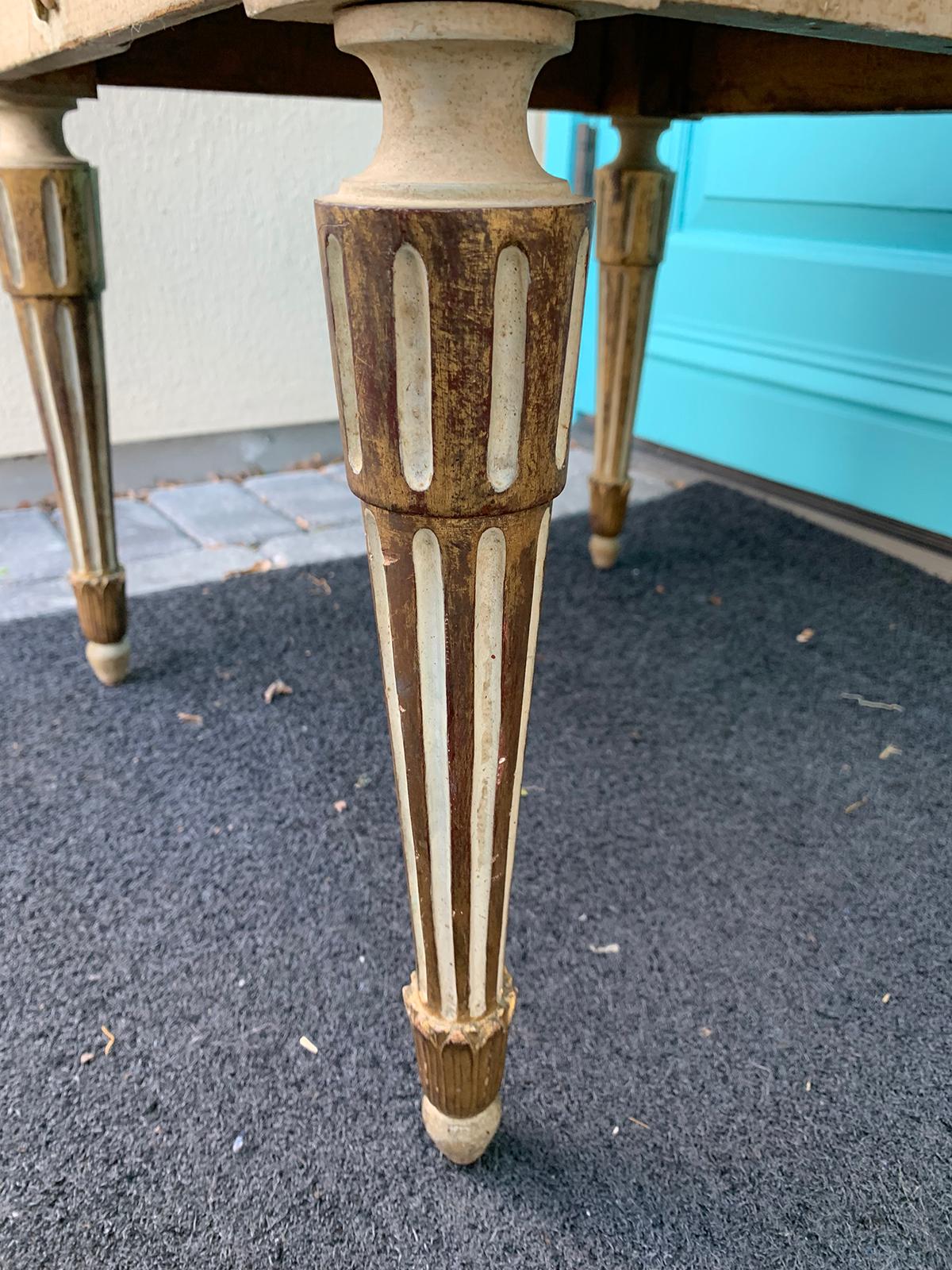 20th Century 19th-20th Italian Neoclassical Polychrome Stool with handwritten 