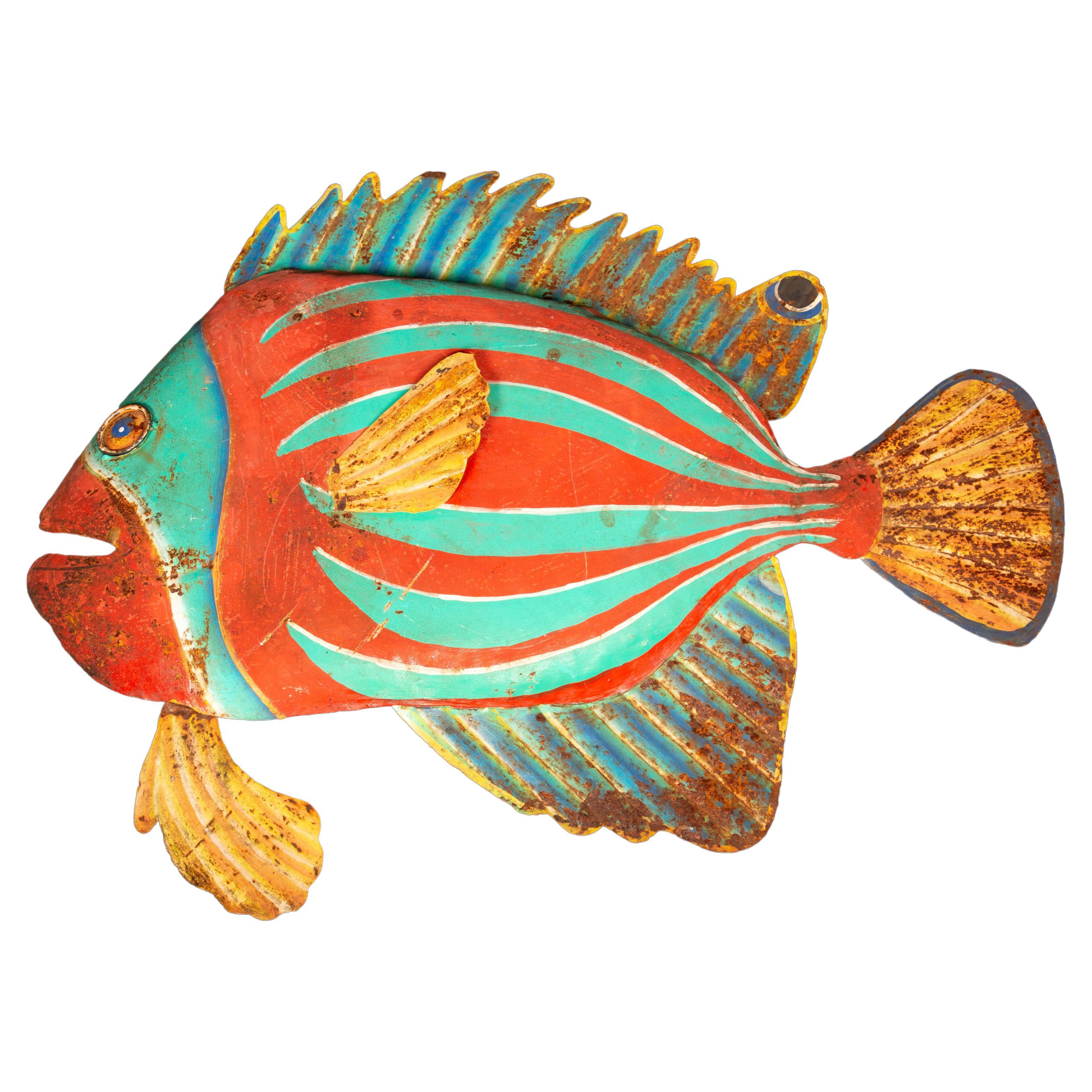 Early 20th Century Painted Metal Fish For Sale